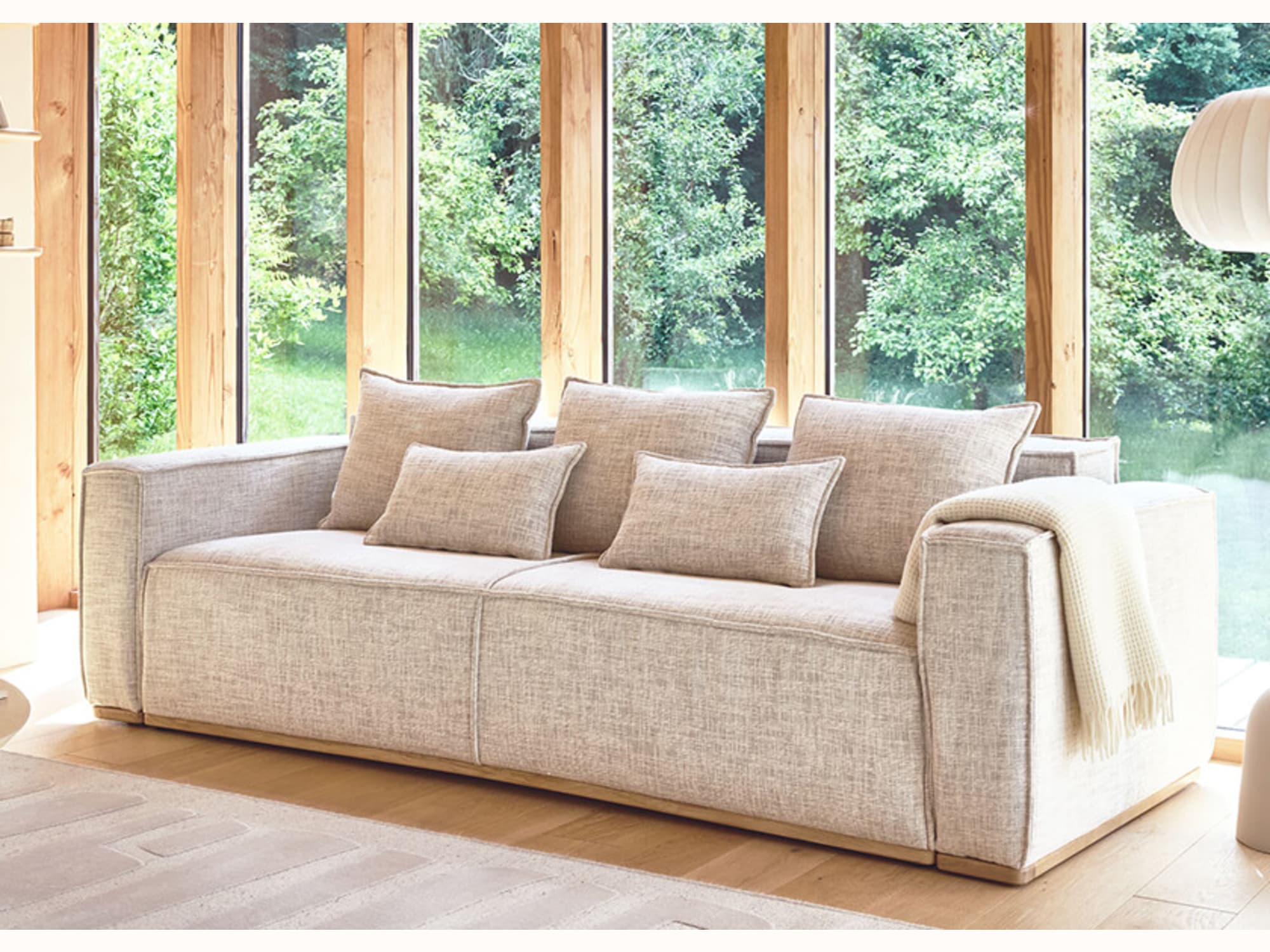 Canapé convertible avec base en bois FOLIA - Kipli