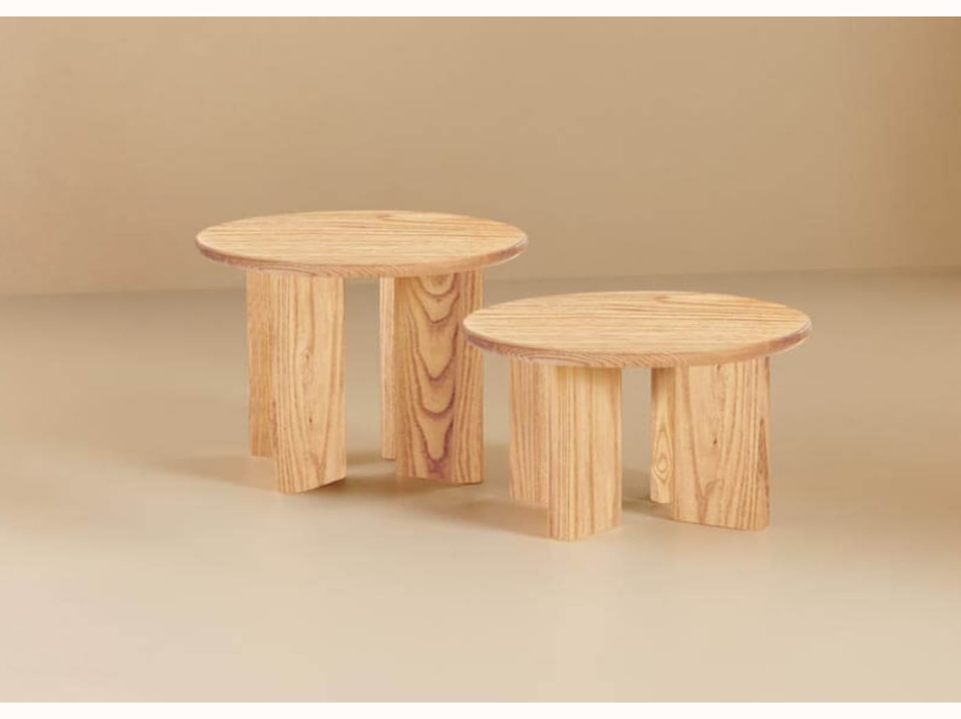 Tables basses gigognes rondes en bois massif clair - BAOBAB - Kipli
