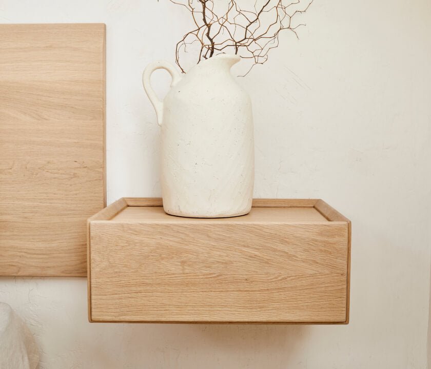 LIVIA Solid Wood Wall-Mounted Nightstand - Kipli