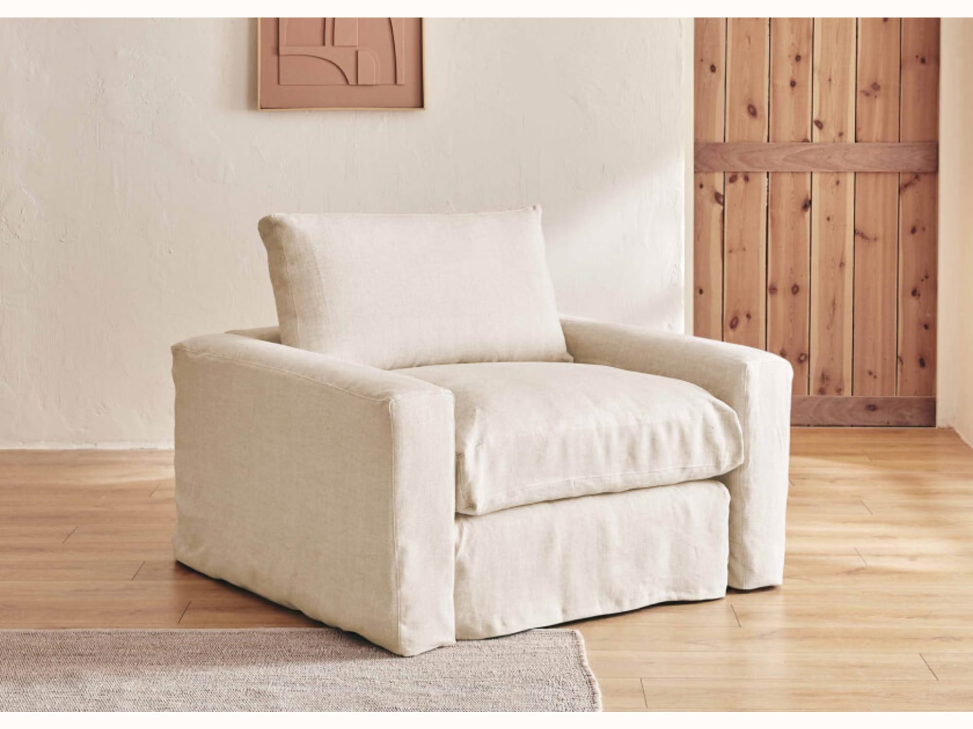 Fauteuil large en lin LENO - 80 cm - Kipli