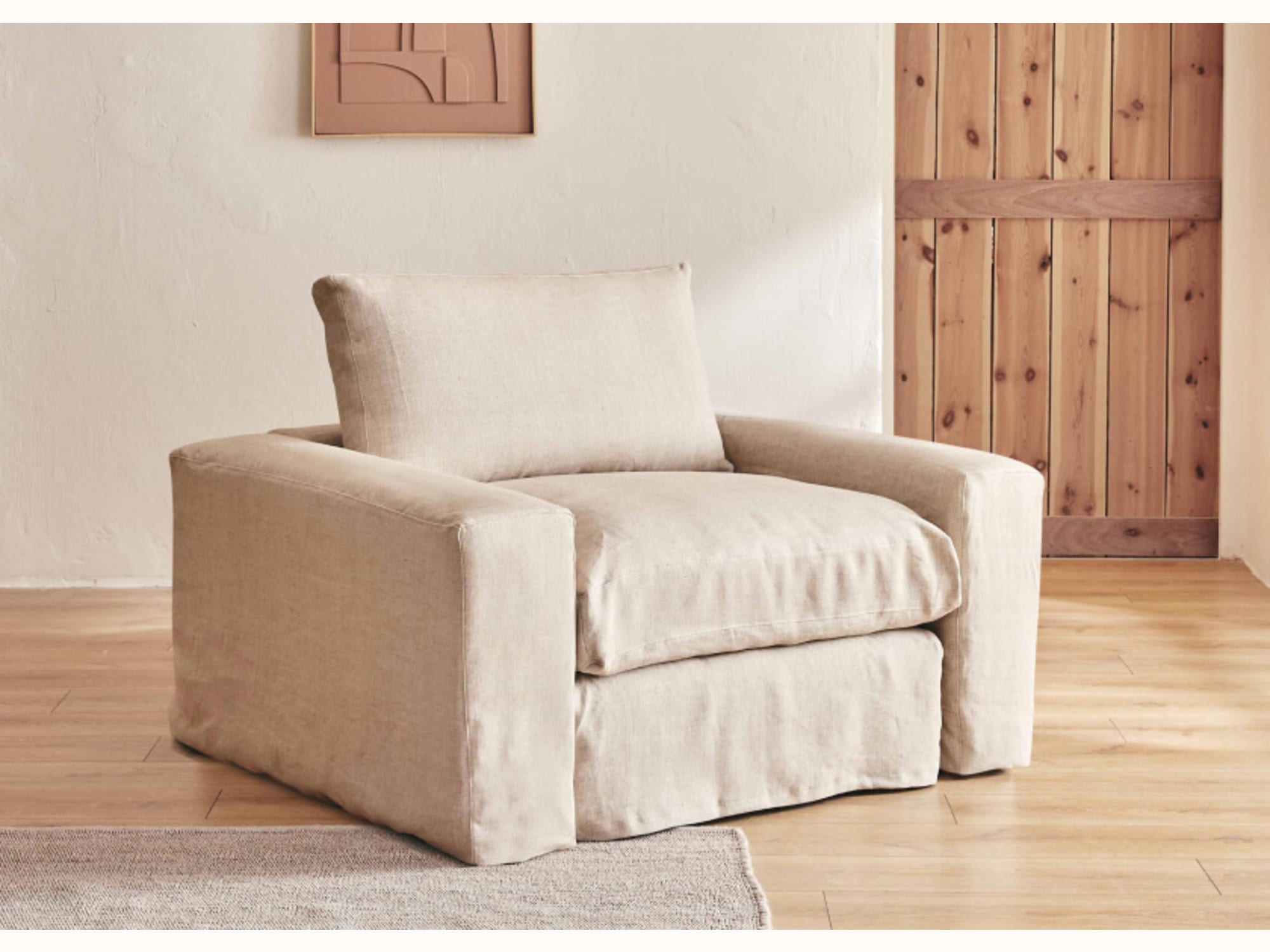 Fauteuil large en lin LENO - 80 cm - Kipli