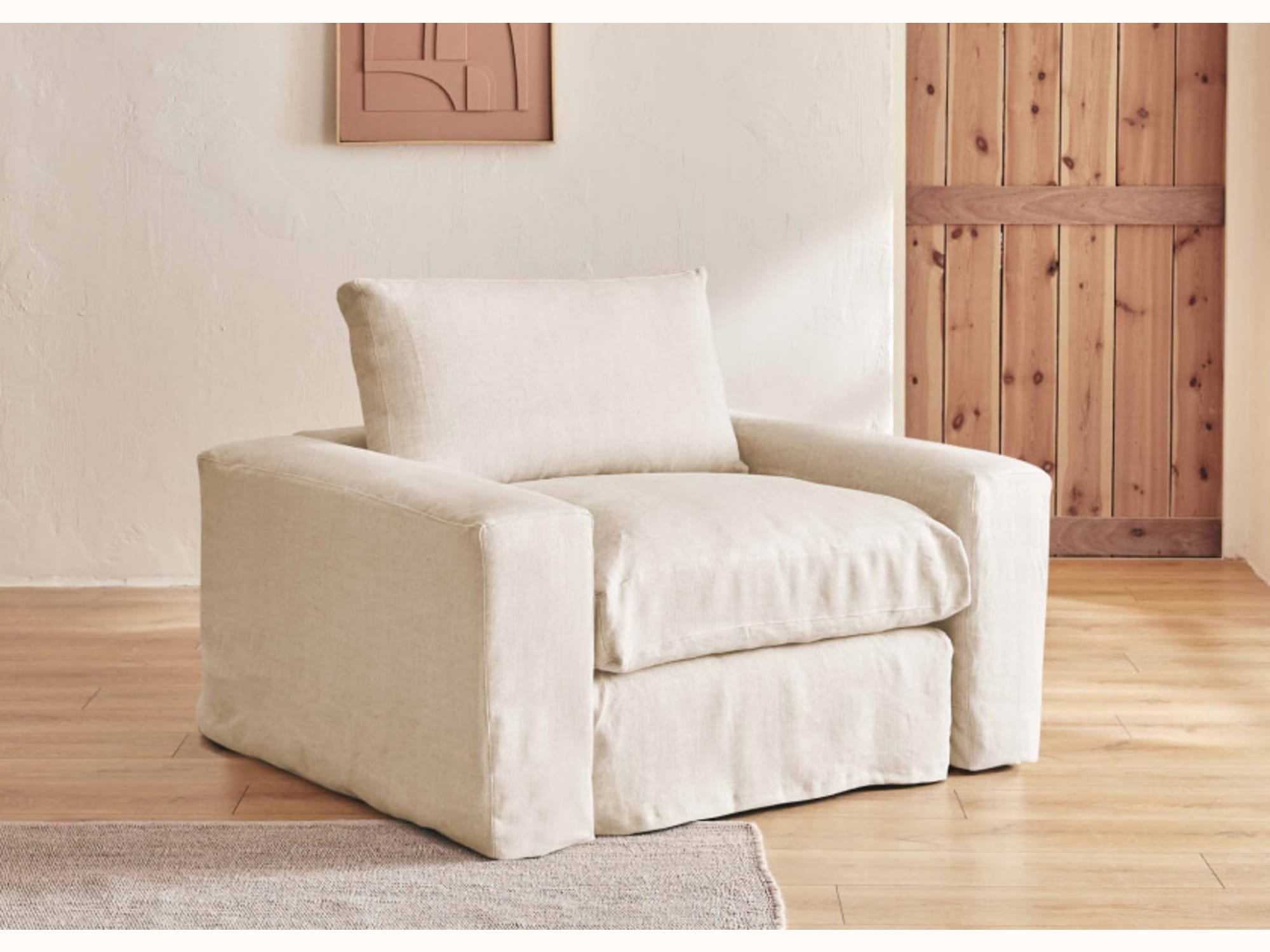 Fauteuil large en lin LENO - 80 cm - Kipli