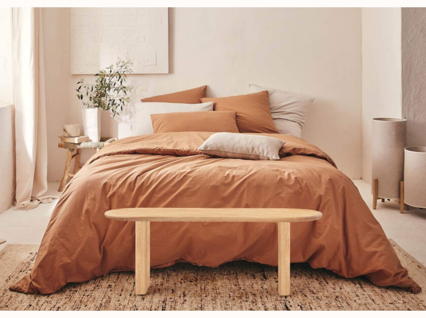 Oval bænk i massivt træ BAOBAB – 120 cm – Kipli