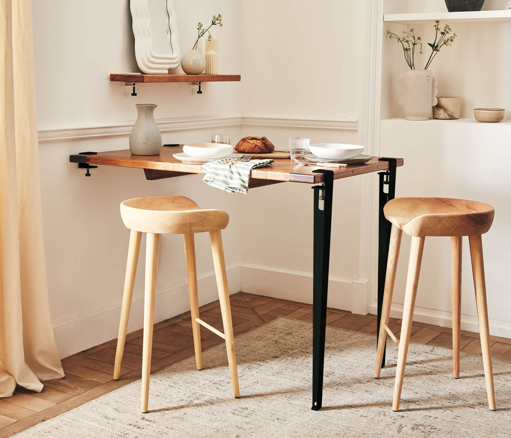 Table haute en bois massif ÉOS - Kipli x TIPTOE 80x80cm - Kipli