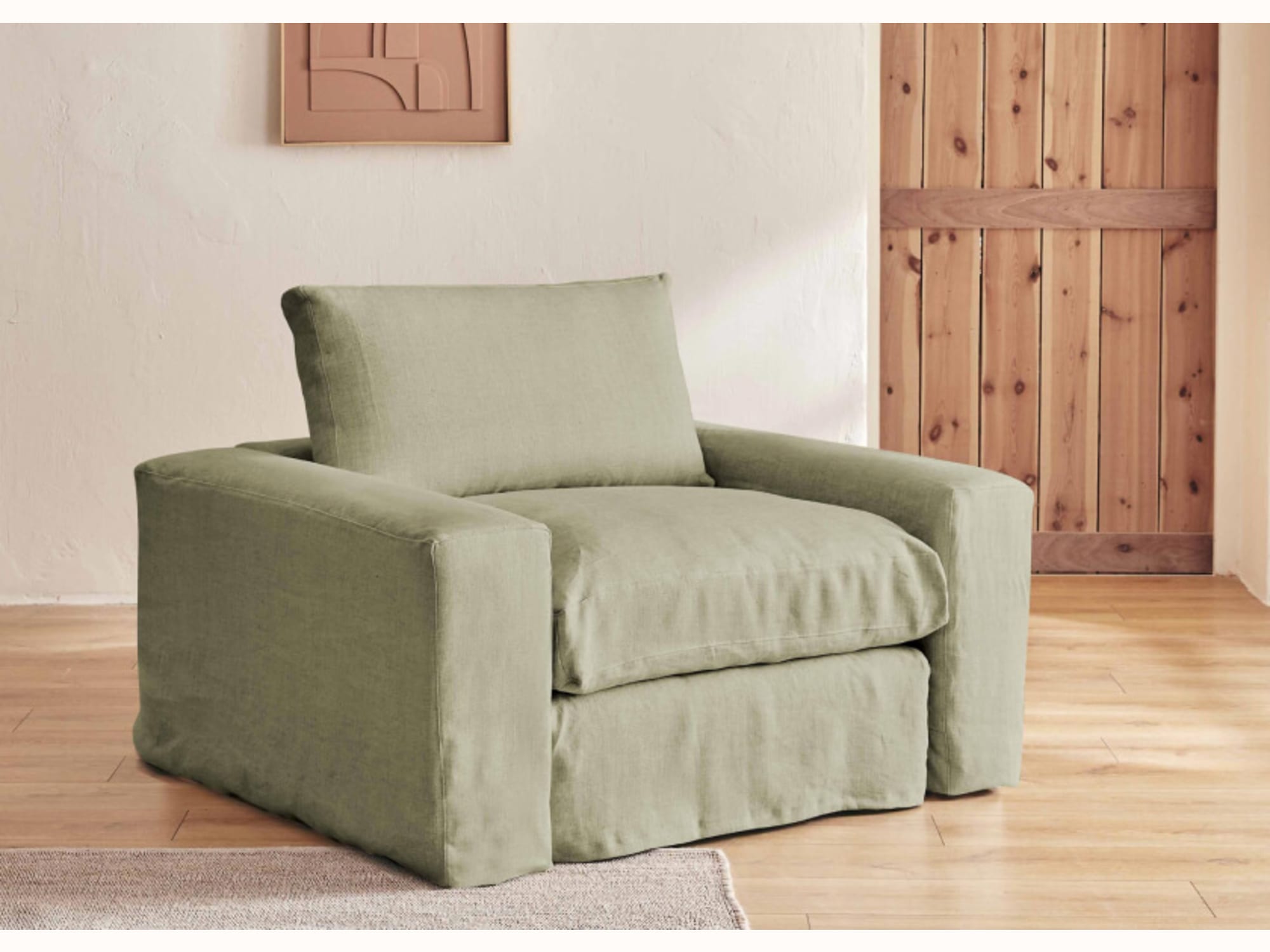 Fauteuil large en lin LENO - 80 cm - Kipli