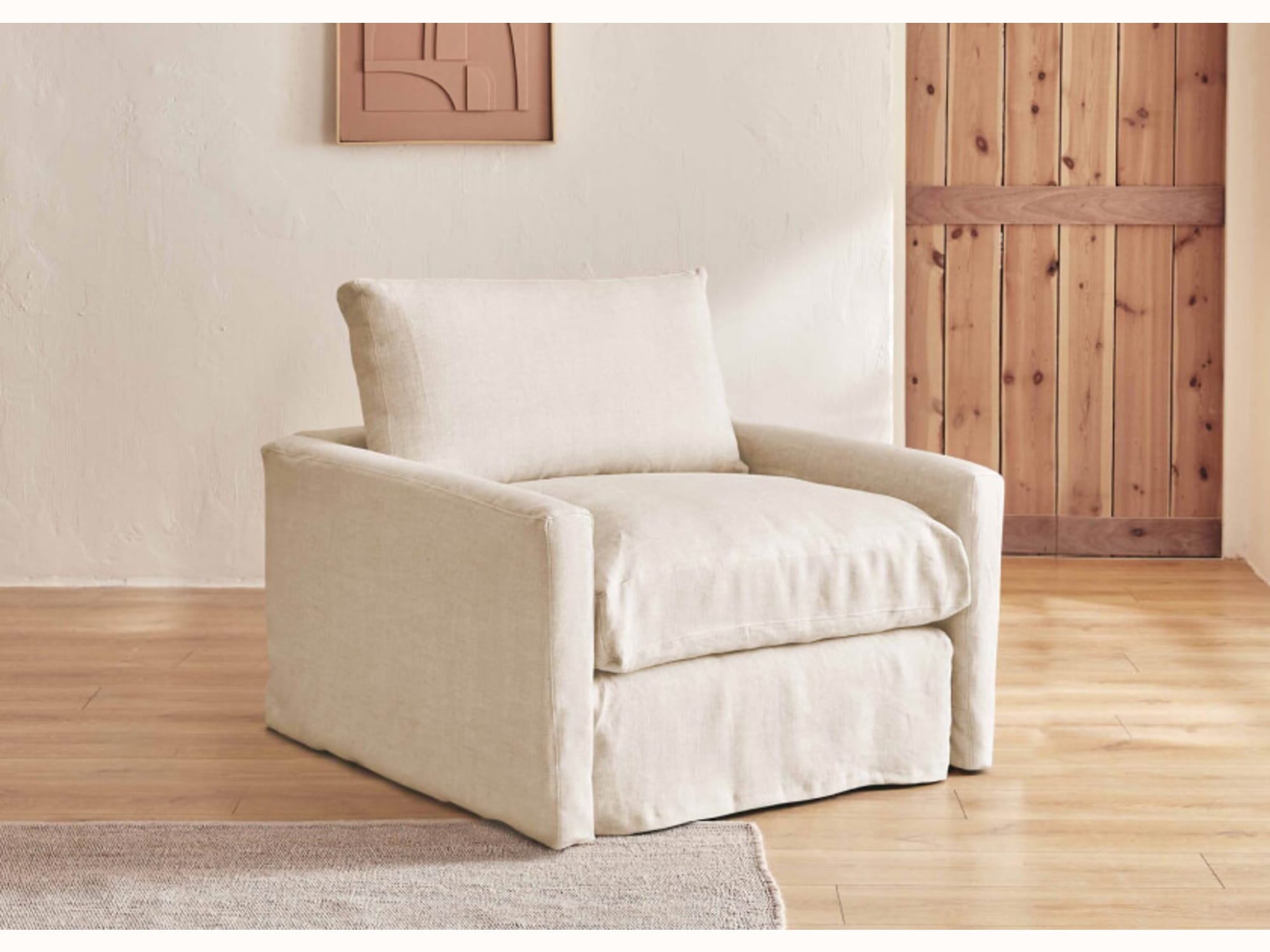 Fauteuil large en lin LENO - 80 cm - Kipli