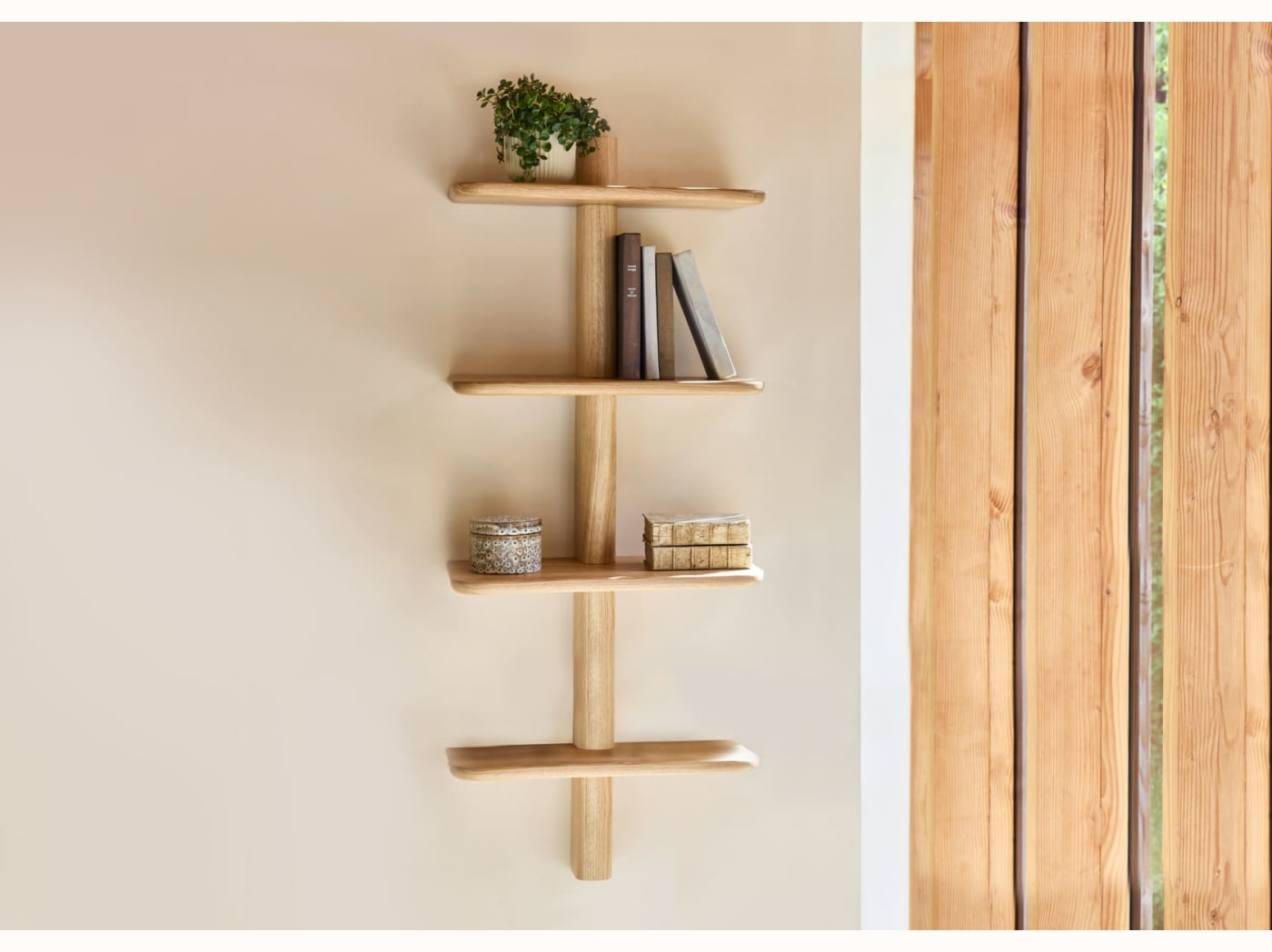 Étagère murale en bois massif BAOBAB - 4 tablettes - Kipli