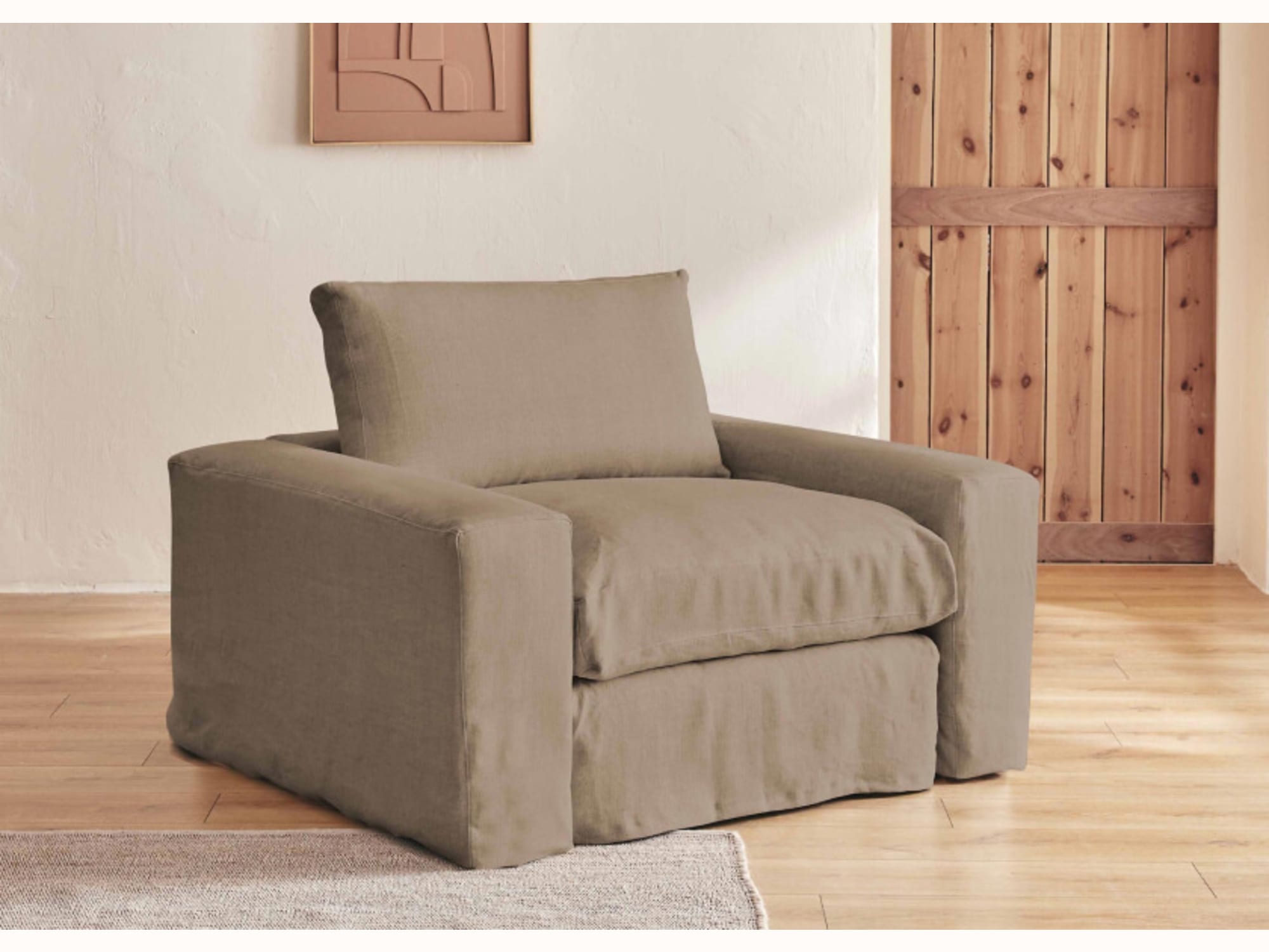 Fauteuil large en lin LENO - 80 cm - Kipli