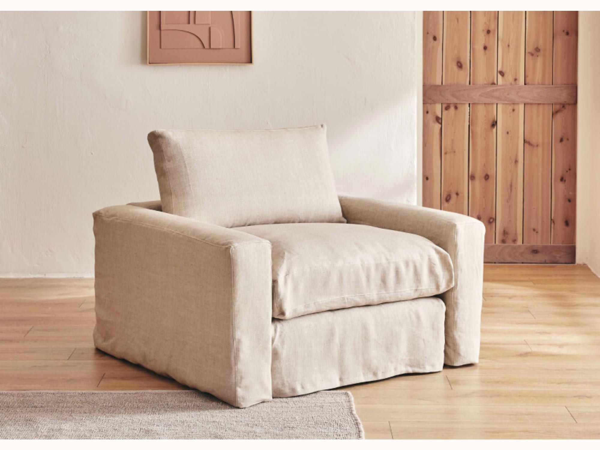 Fauteuil large en lin LENO - 80 cm - Kipli