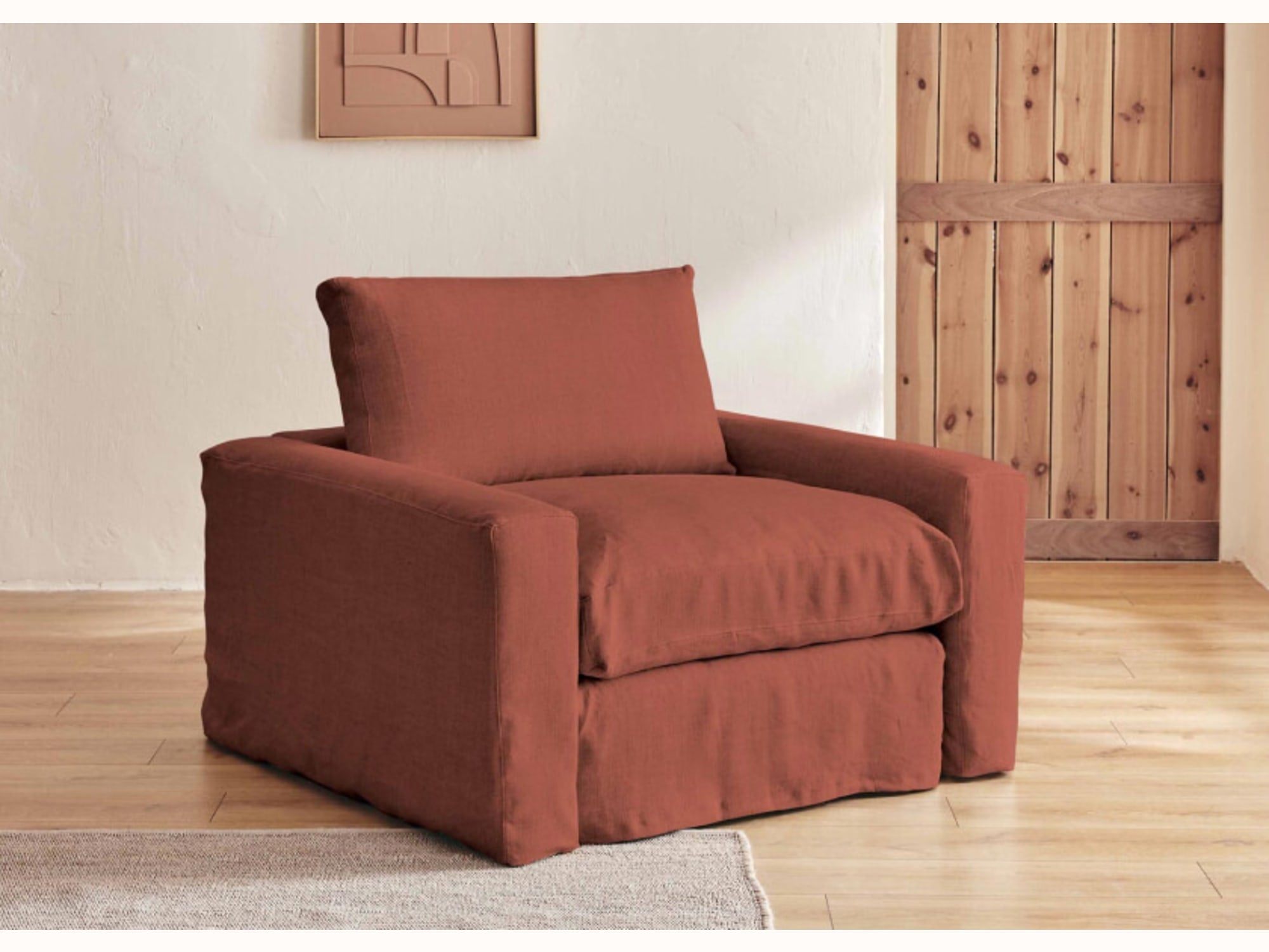 Fauteuil large en lin LENO - 80 cm - Kipli