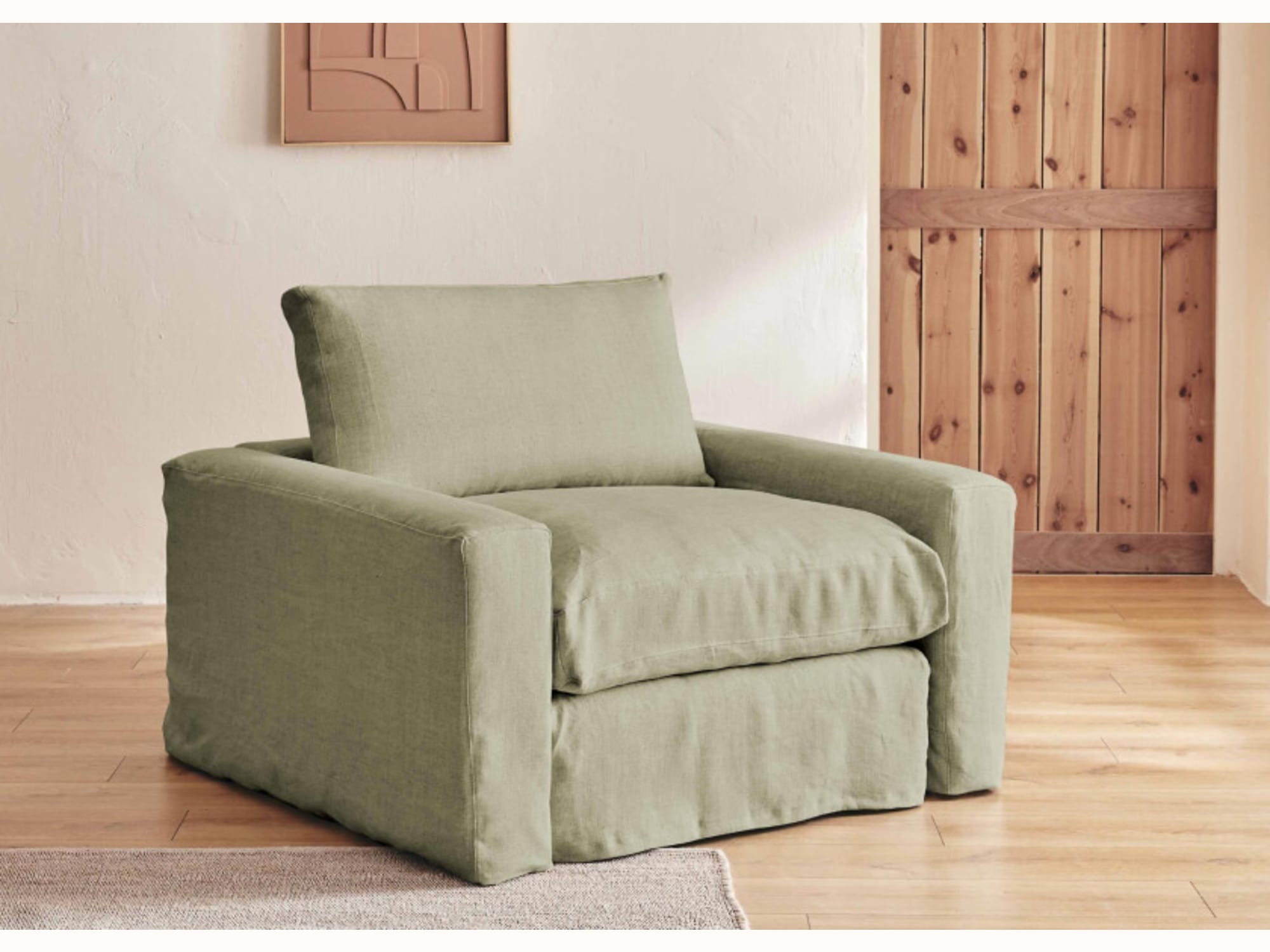 Fauteuil large en lin LENO - 80 cm - Kipli