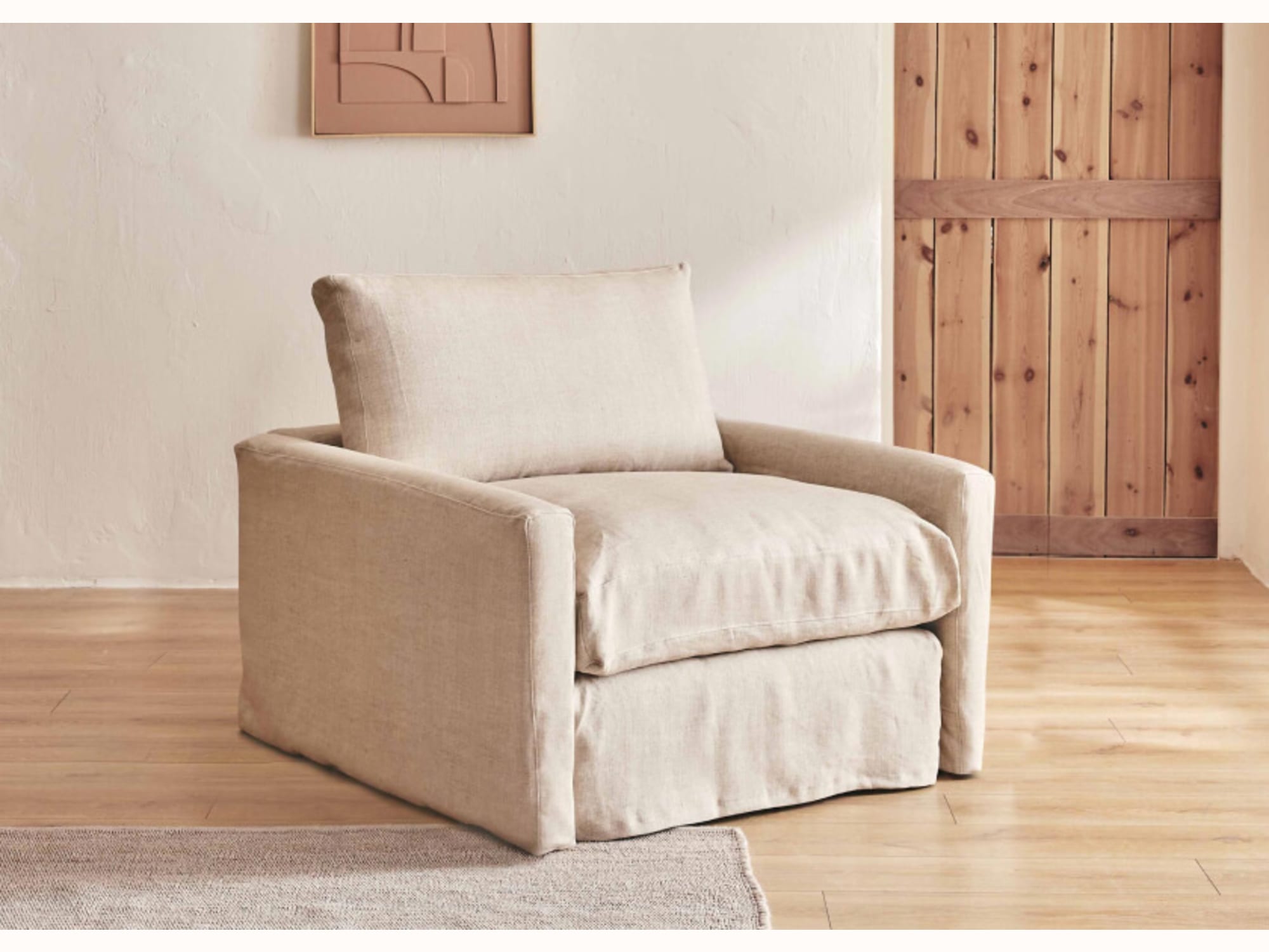 Fauteuil large en lin LENO - 80 cm - Kipli