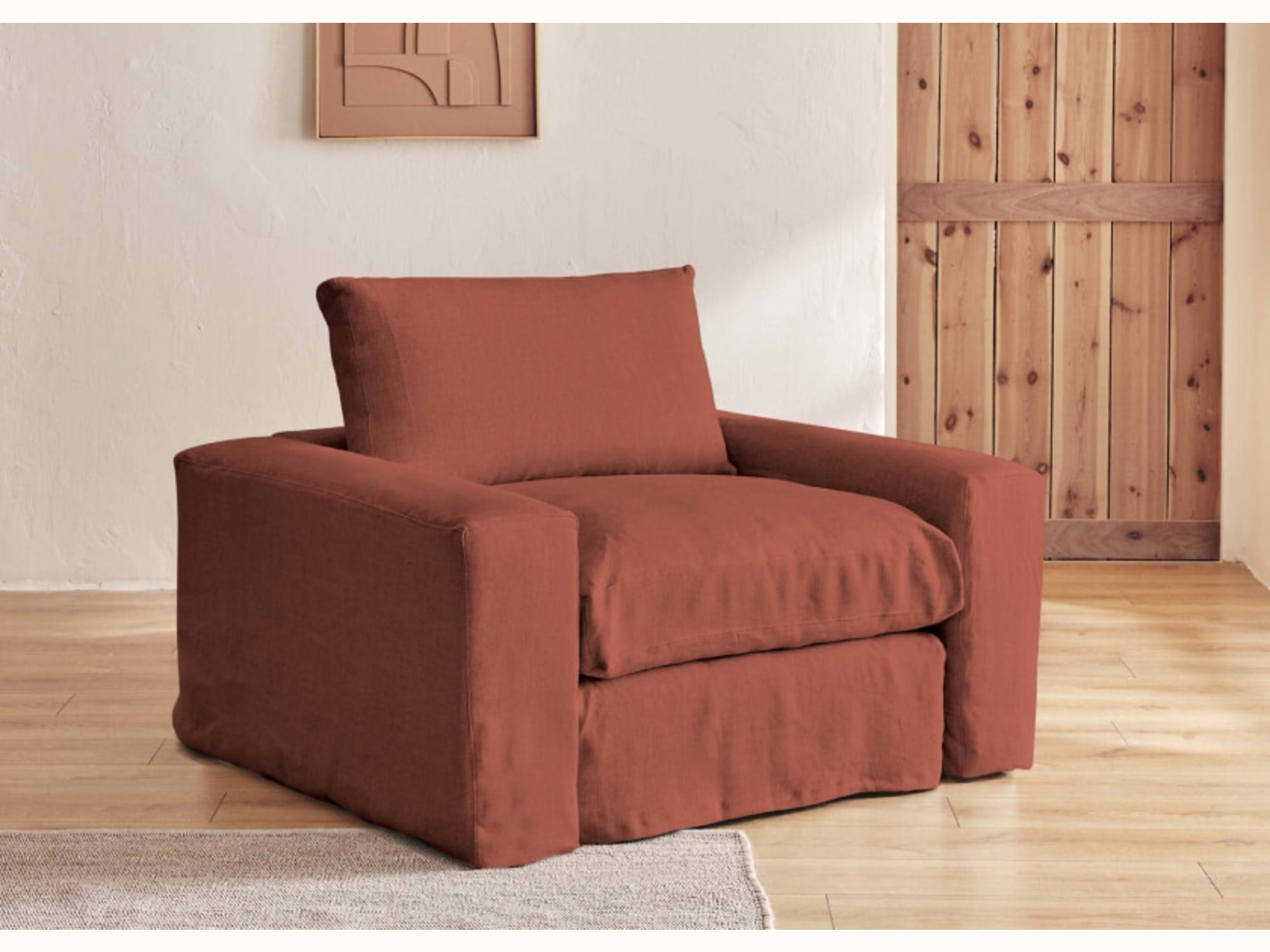 Fauteuil large en lin LENO - 80 cm - Kipli