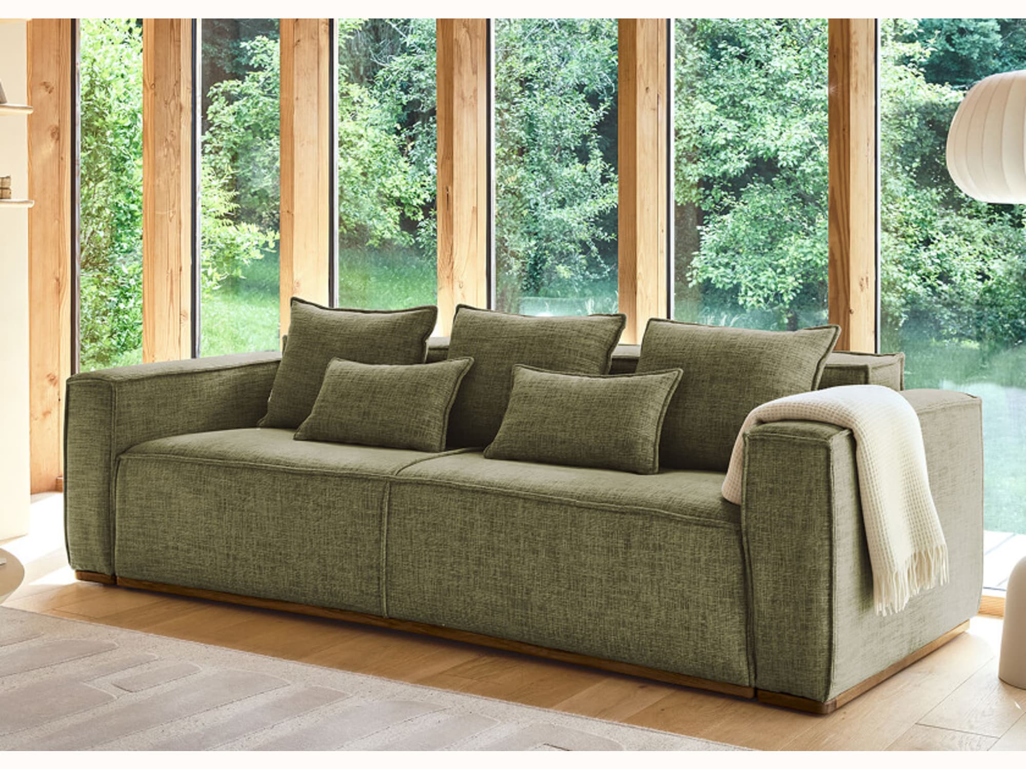 Canapé convertible avec base en bois FOLIA - Kipli