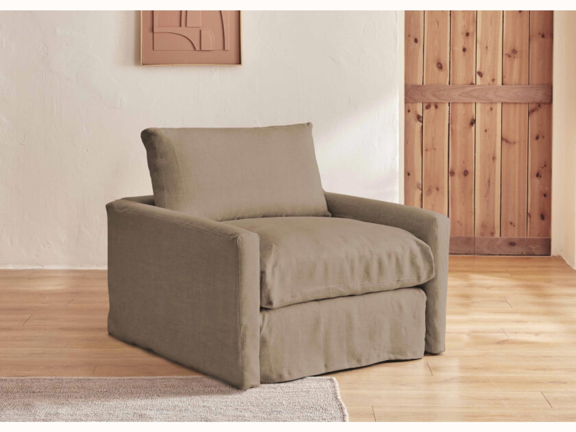 Fauteuil large en lin LENO - 80 cm - Kipli