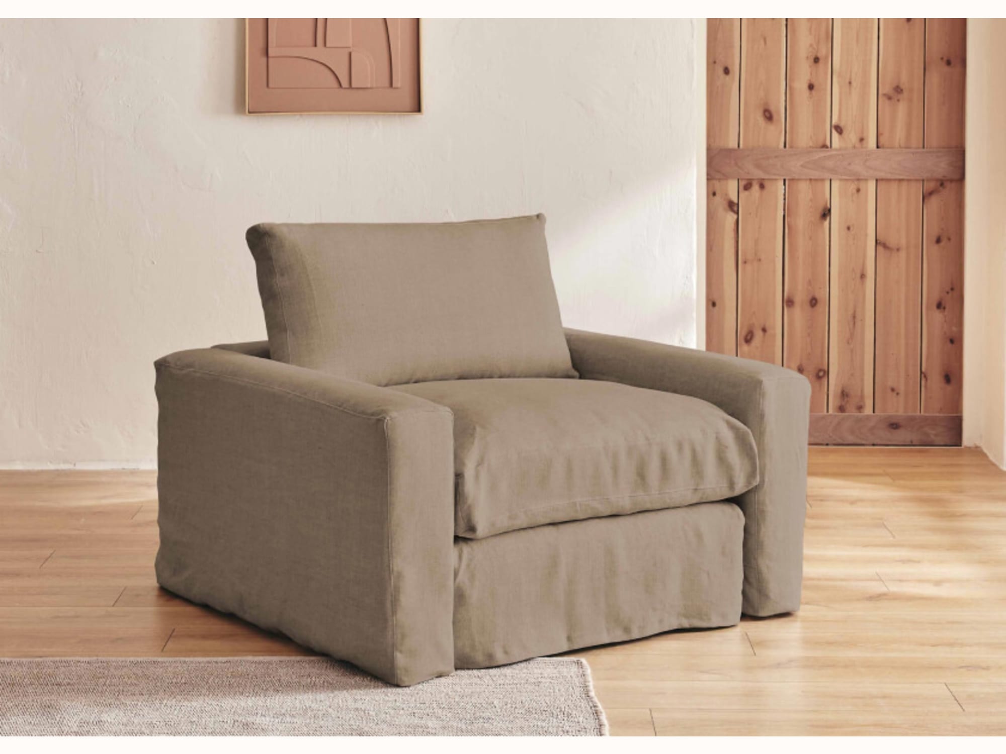 Fauteuil large en lin LENO - 80 cm - Kipli