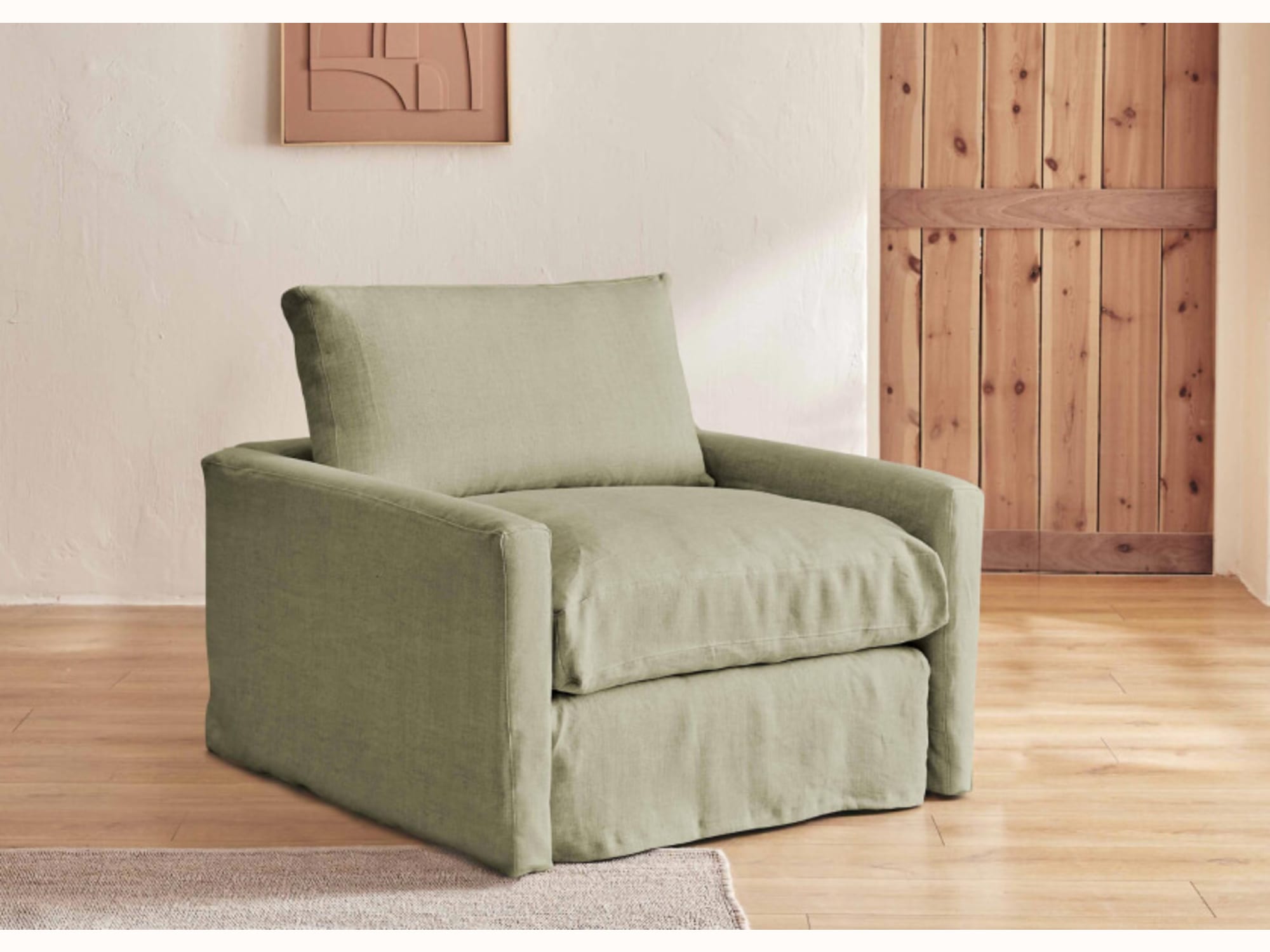 Fauteuil large en lin LENO - 80 cm - Kipli