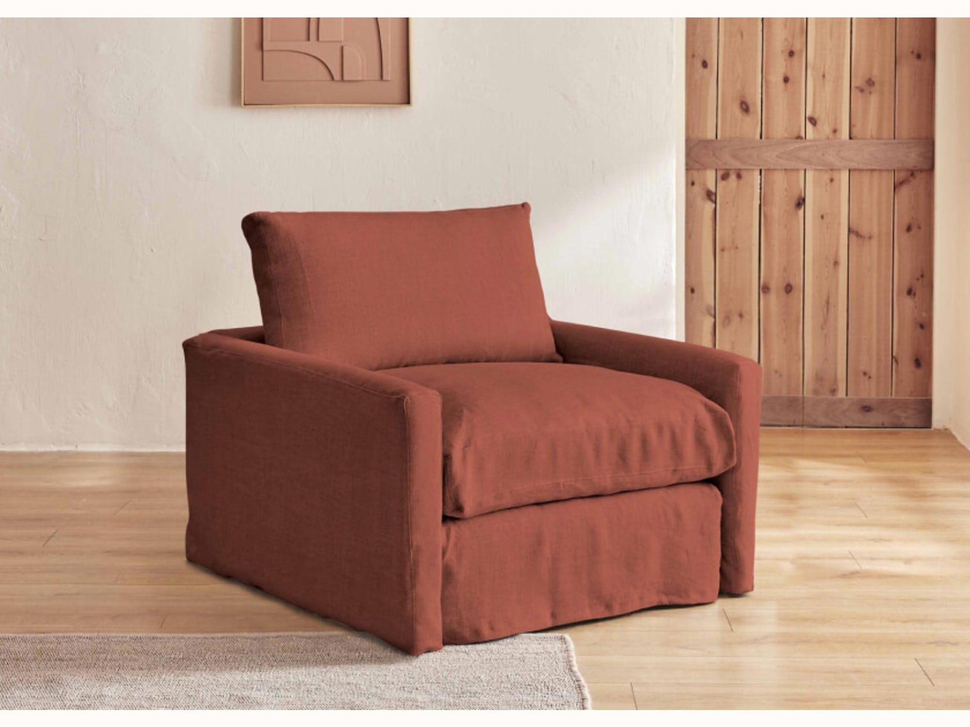 Fauteuil large en lin LENO - 80 cm - Kipli