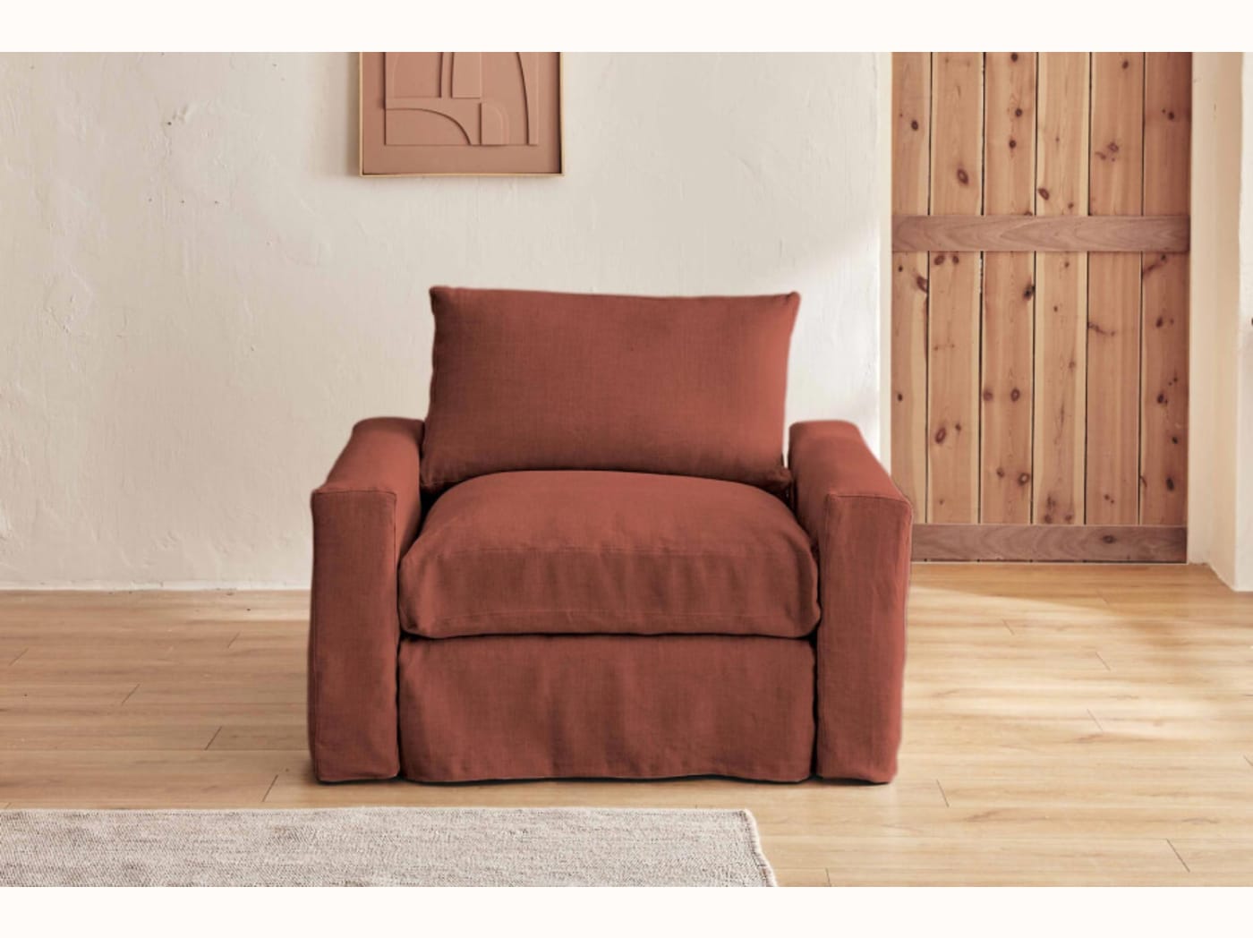 Fauteuil large en lin LENO - 80 cm - Kipli