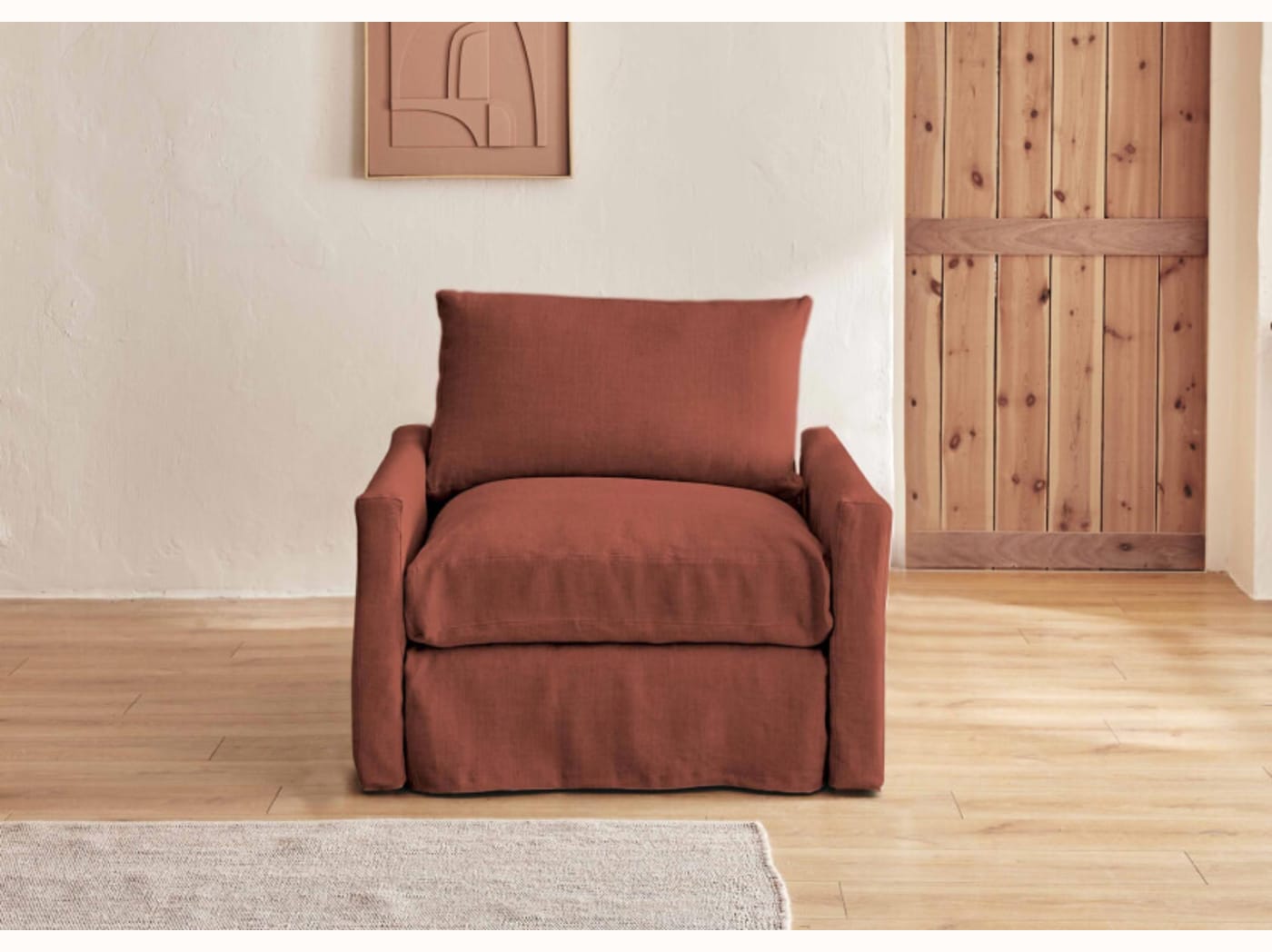 Fauteuil large en lin LENO - 80 cm - Kipli
