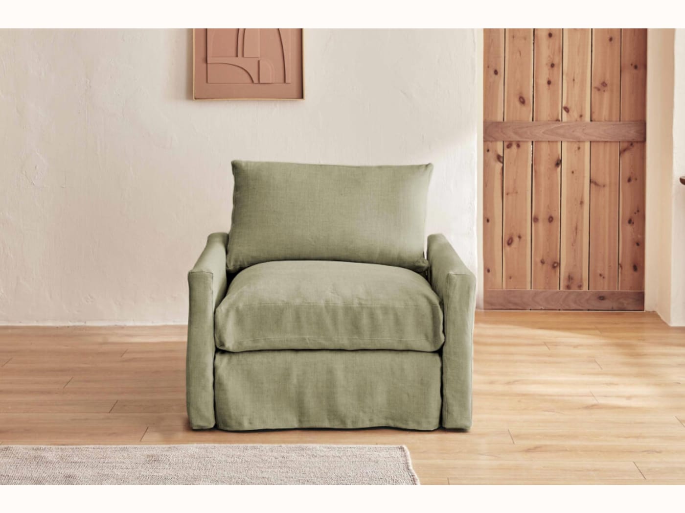 Fauteuil large en lin LENO - 80 cm - Kipli