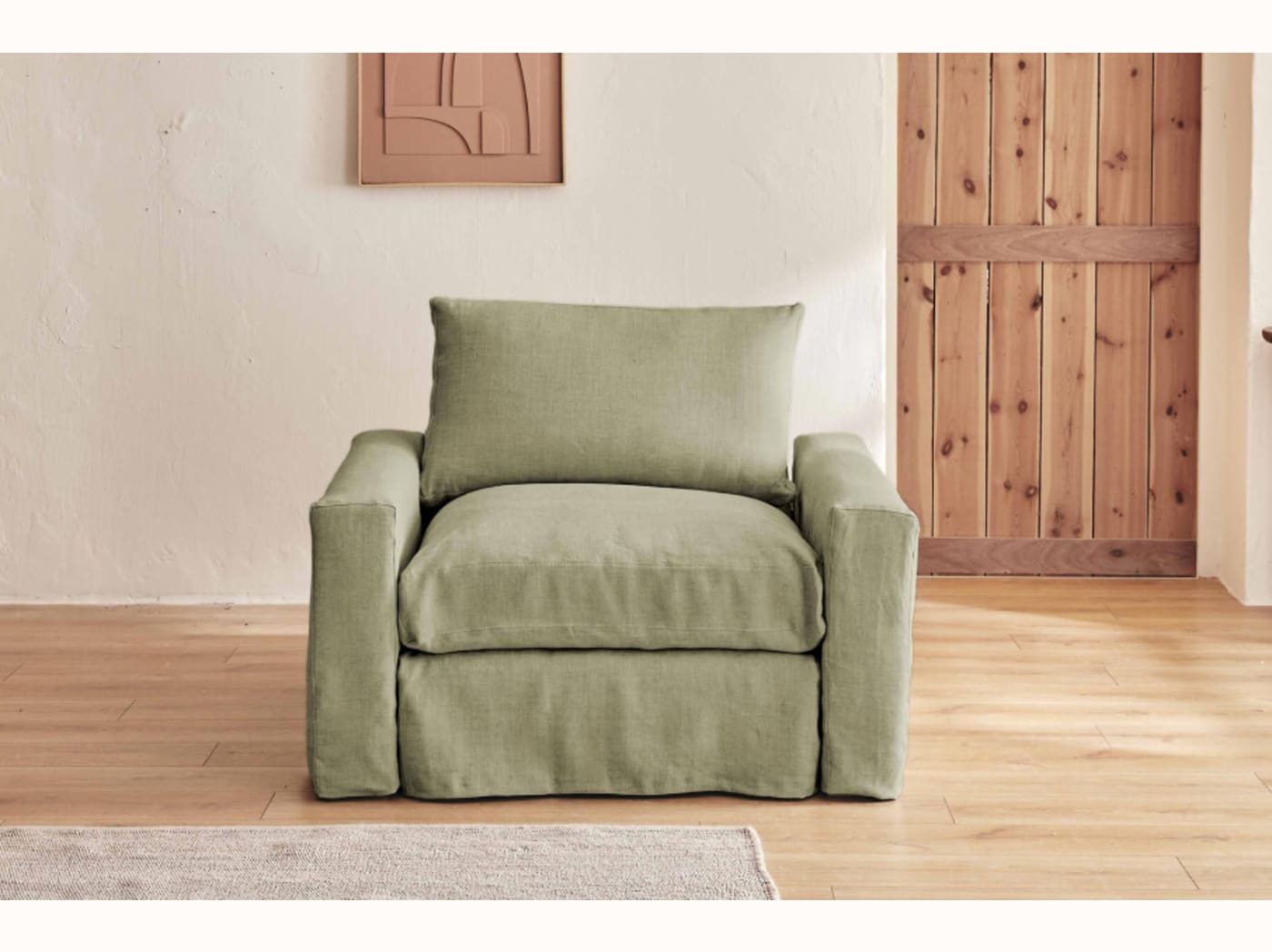 Fauteuil large en lin LENO - 80 cm - Kipli
