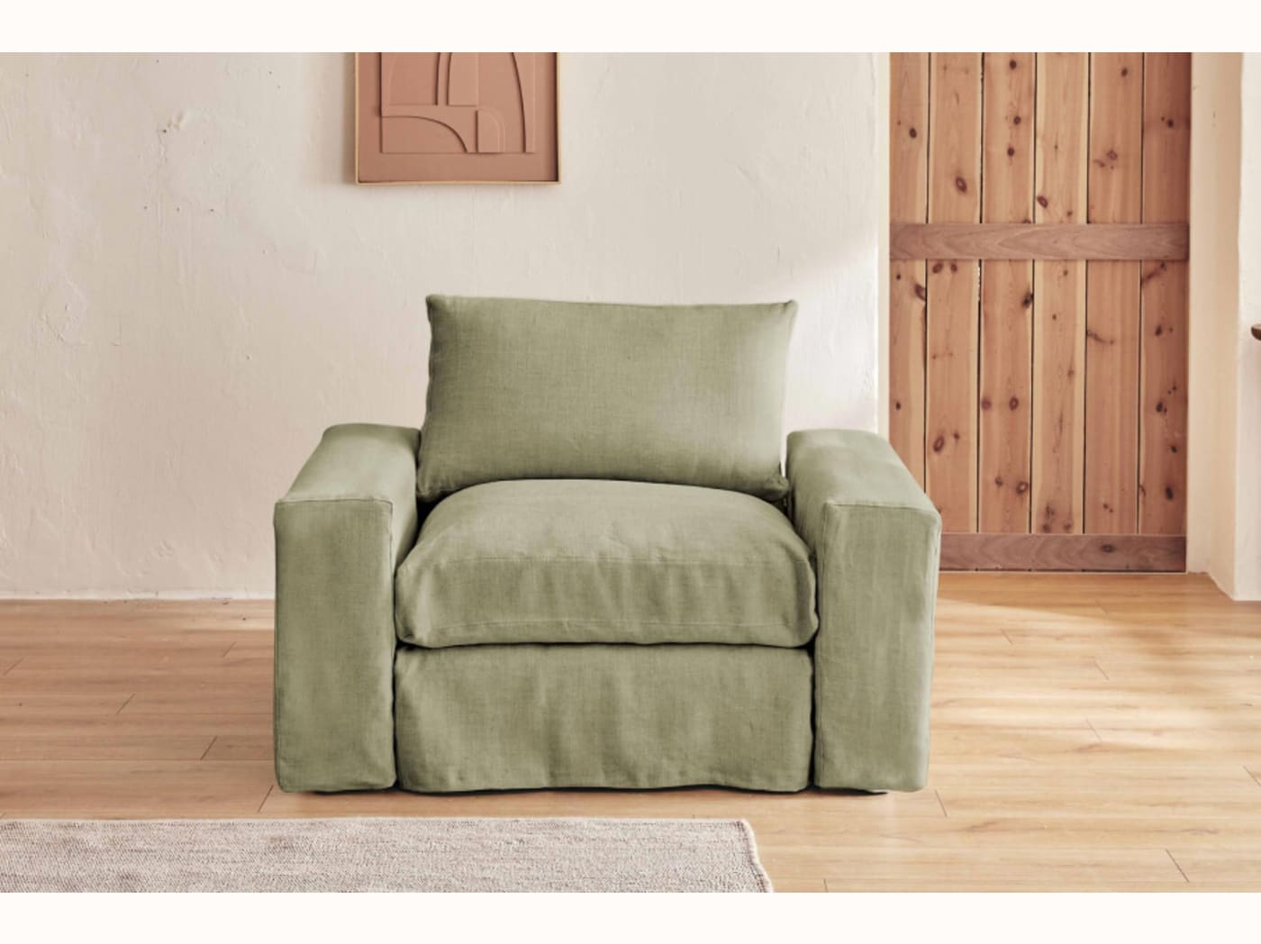 Fauteuil large en lin LENO - 80 cm - Kipli