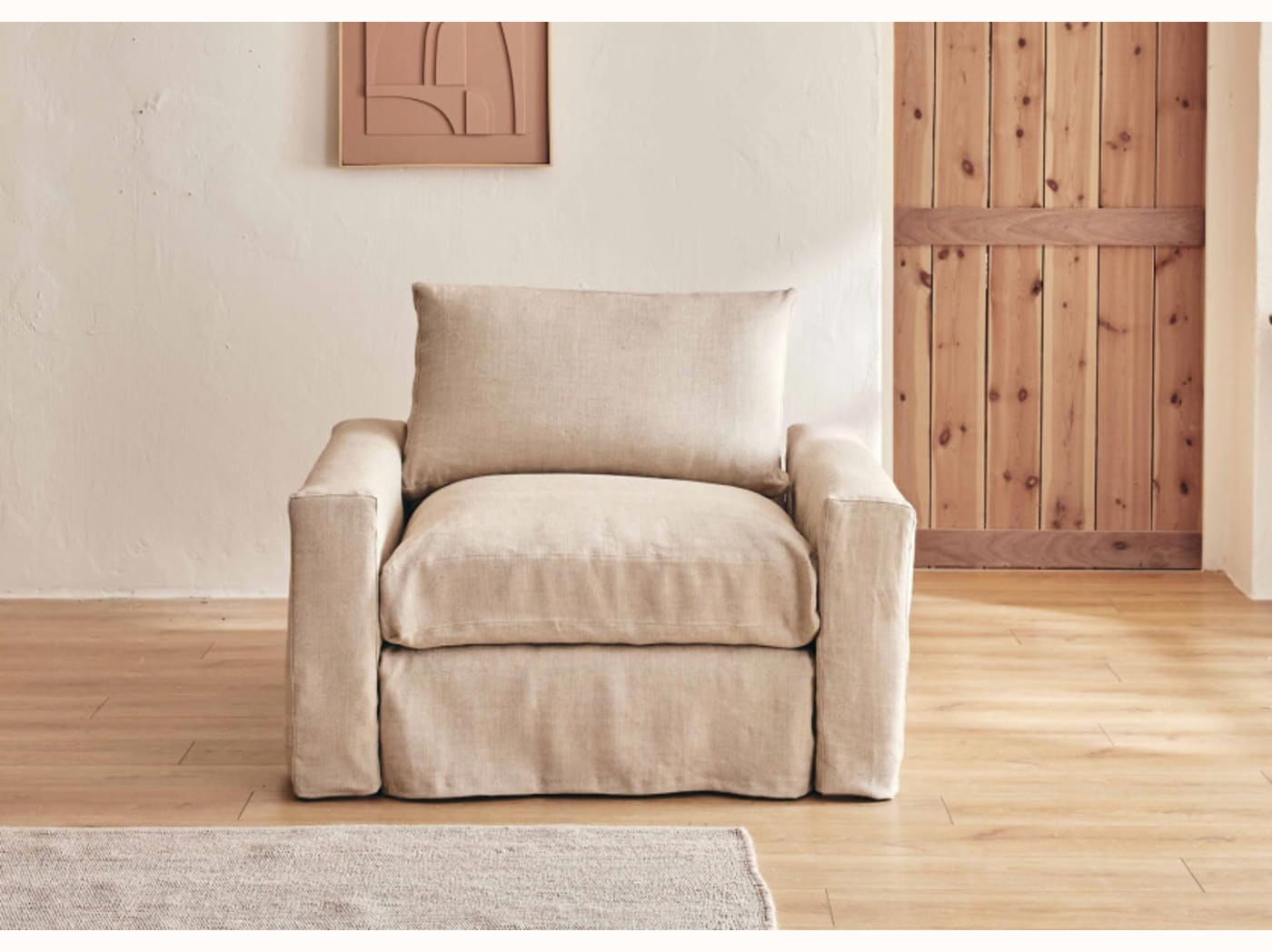 Fauteuil large en lin LENO - 80 cm - Kipli