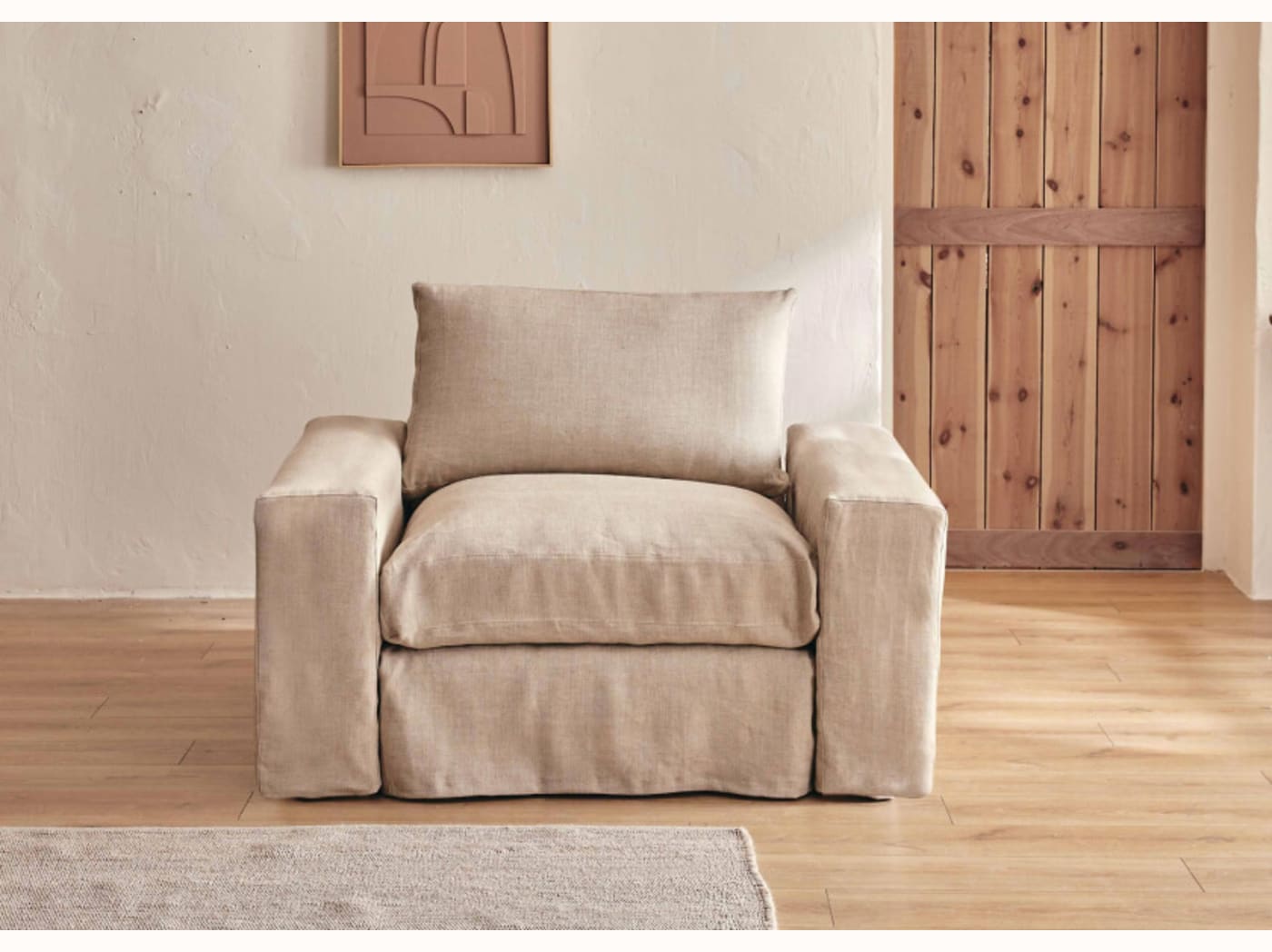 Fauteuil large en lin LENO - 80 cm - Kipli