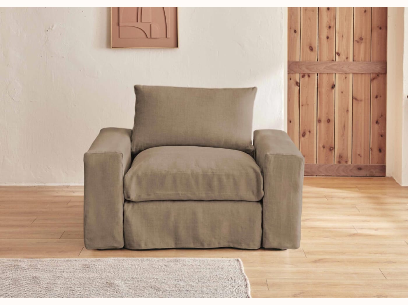 Fauteuil large en lin LENO - 80 cm - Kipli