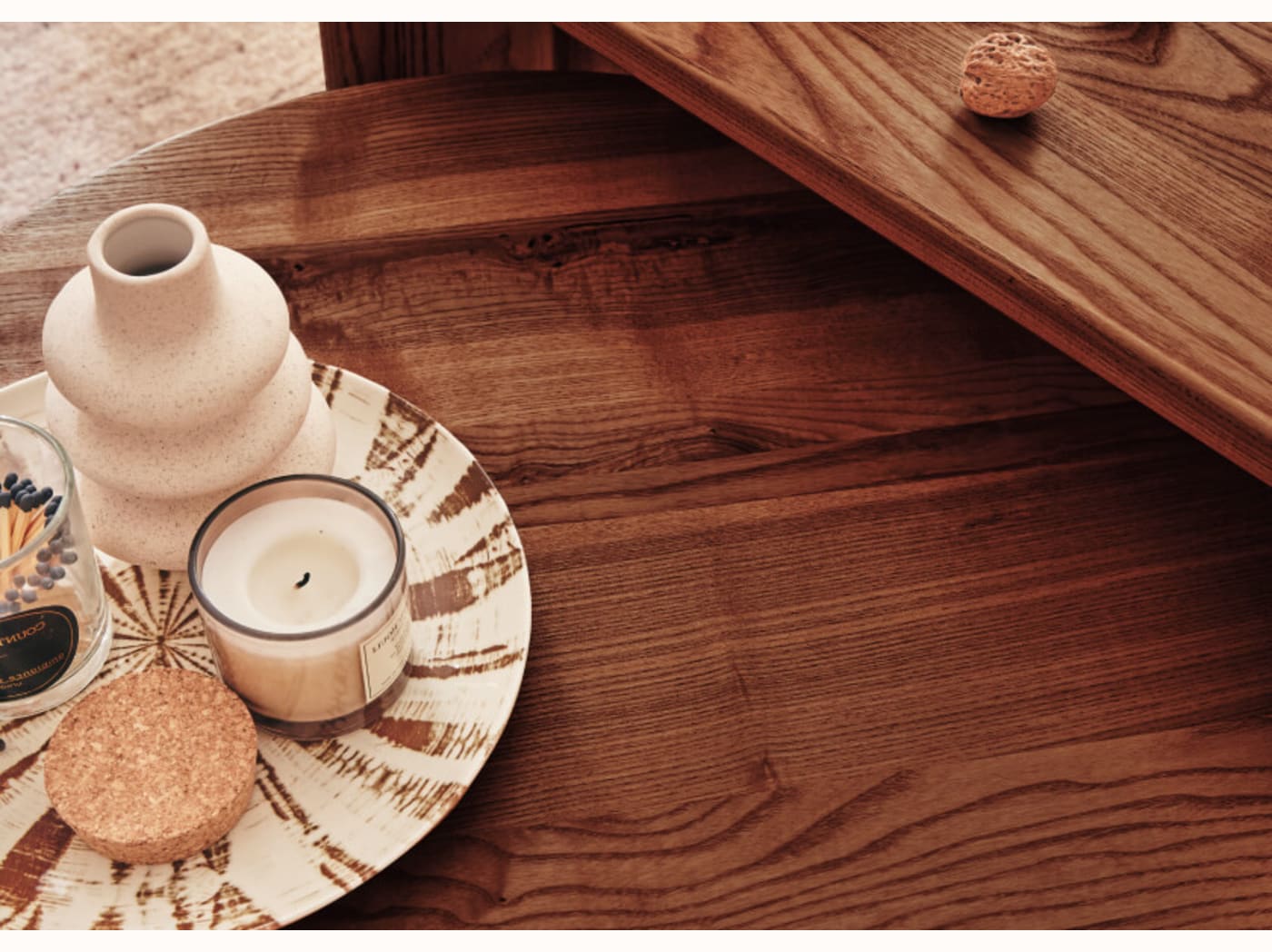 Round, nesting coffee tables made of dark solid wood - BAOBAB - Kipli