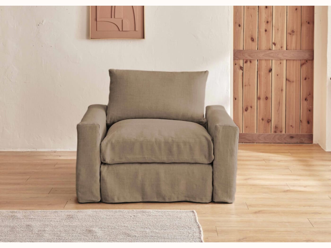 Fauteuil large en lin LENO - 80 cm - Kipli
