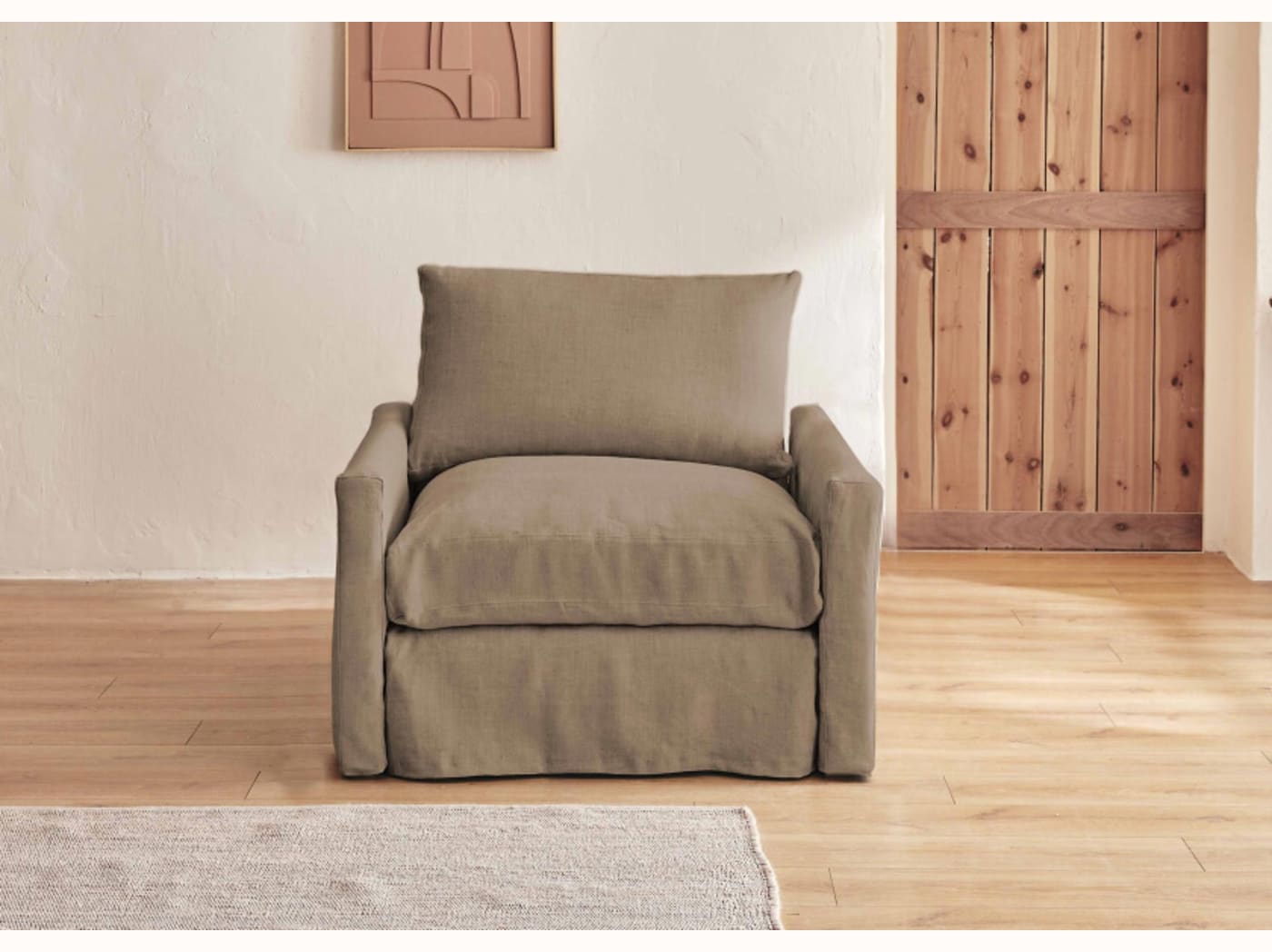 Fauteuil large en lin LENO - 80 cm - Kipli