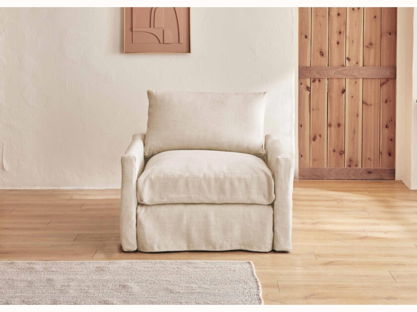 Fauteuil large en lin LENO - 80 cm - Kipli