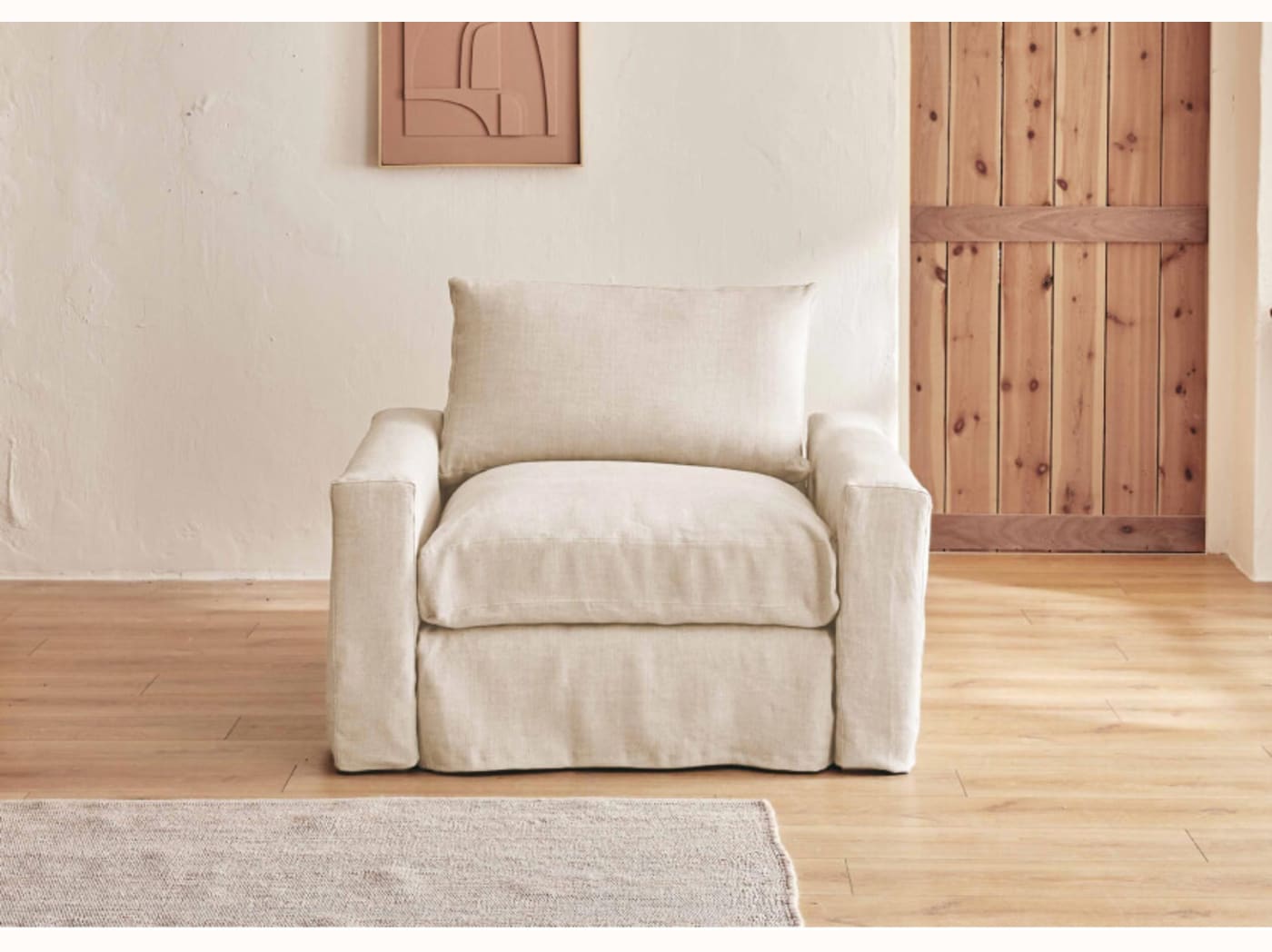 Fauteuil large en lin LENO - 80 cm - Kipli