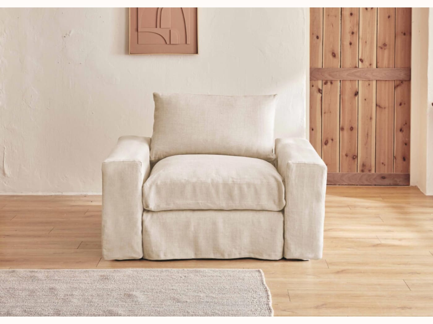 Fauteuil large en lin LENO - 80 cm - Kipli