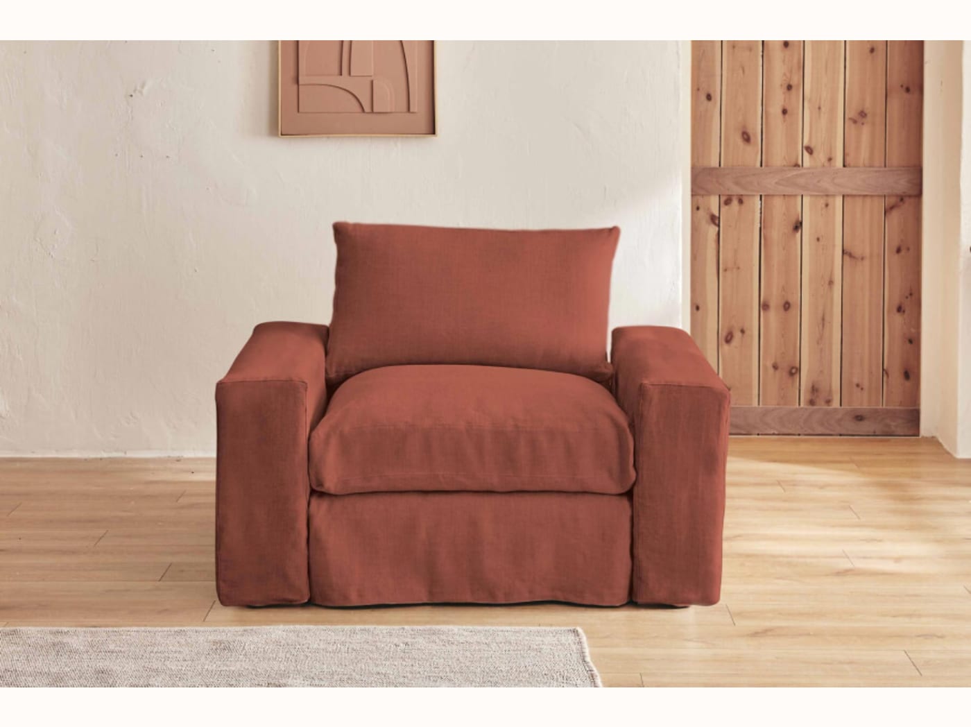 Fauteuil large en lin LENO - 80 cm - Kipli