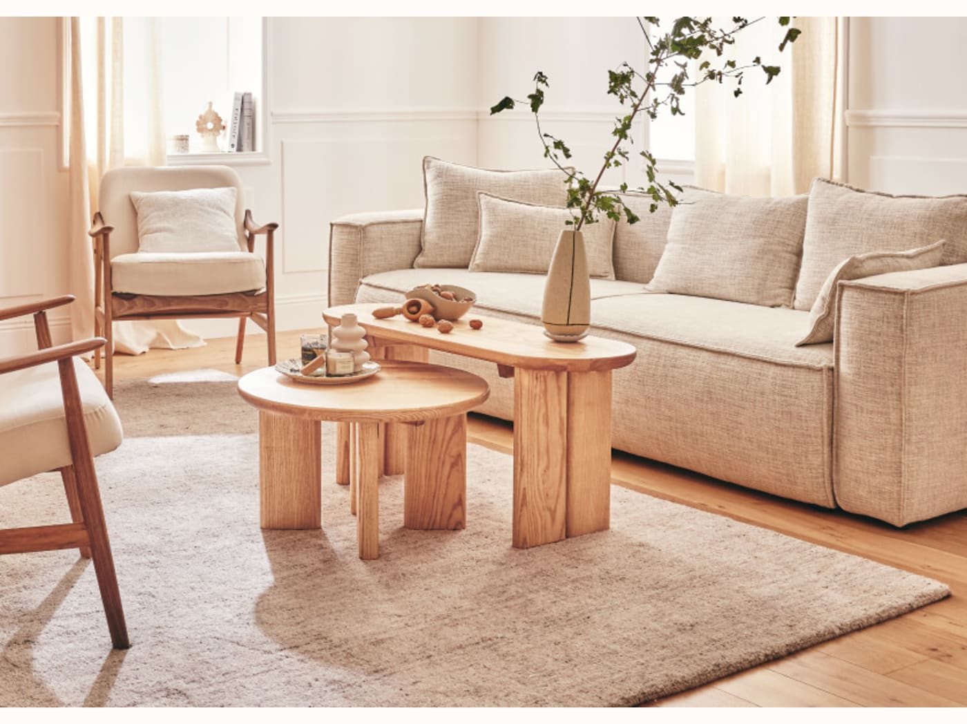 Table basse ovale en bois massif BAOBAB - 120 cm - Kipli