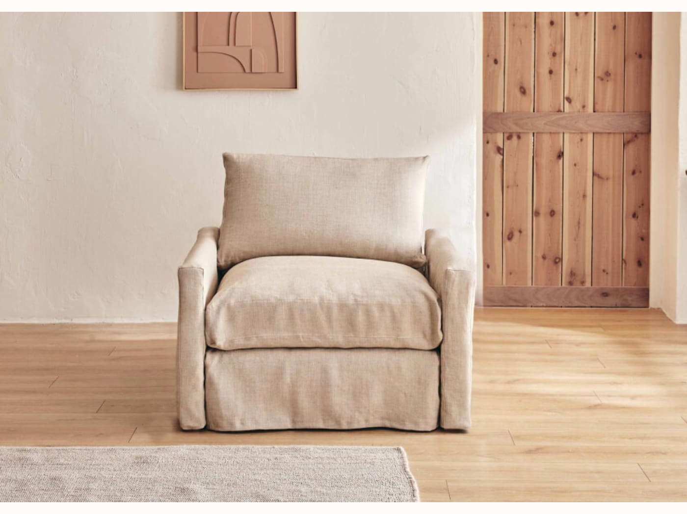 Fauteuil large en lin LENO - 80 cm - Kipli