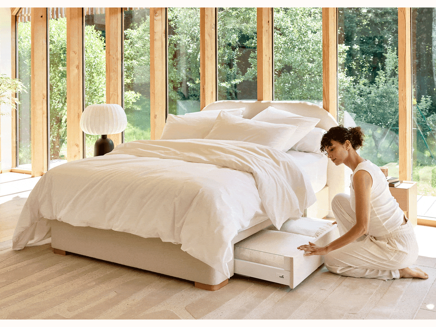 Estrado estofado com gavetas premium - LE LAC
