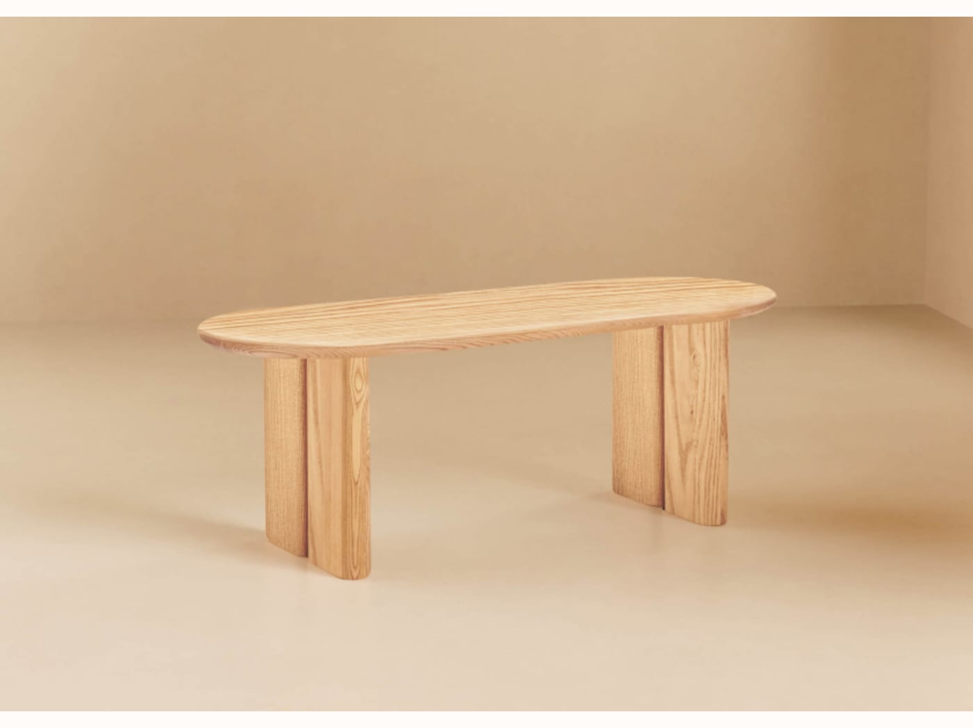 Oval bænk i massivt træ BAOBAB – 120 cm – Kipli