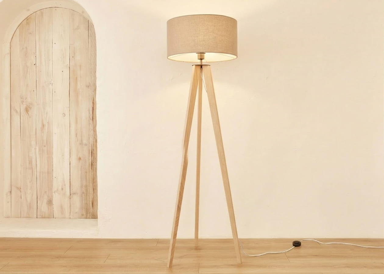 Lampadaire trépied en bois NYA - Kipli