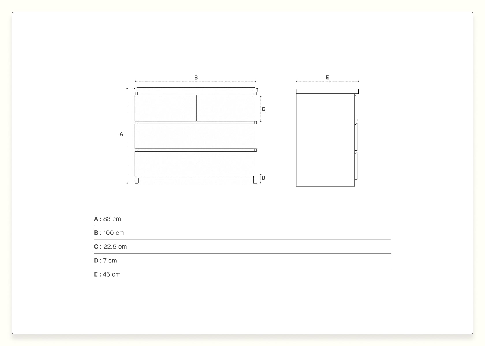 Commode en bois massif AVA - Kipli