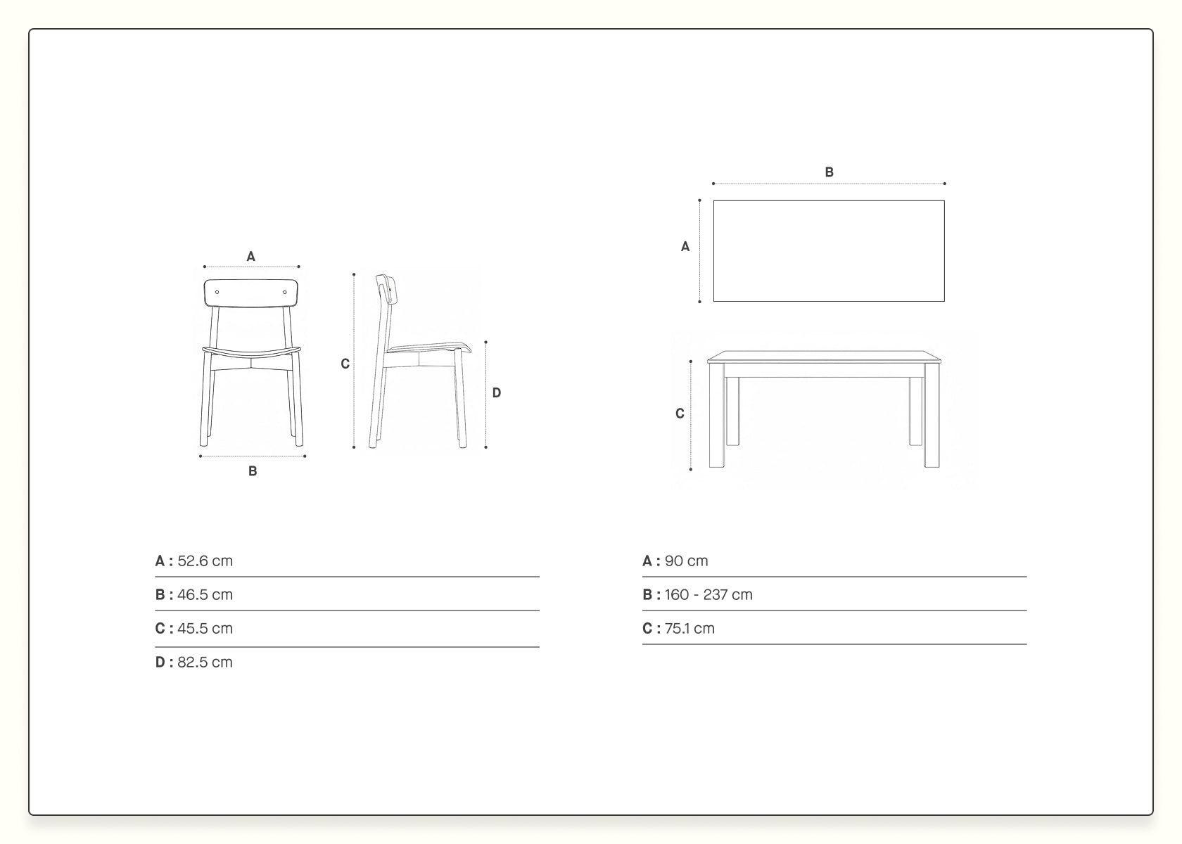 Ensemble table et chaises en bois massif MAIA - Kipli