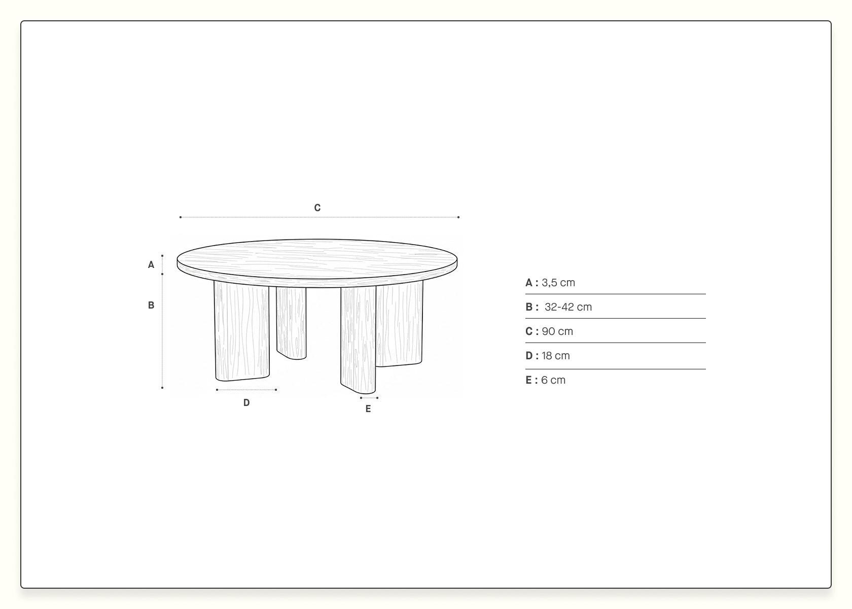 Table basse en bois ronde BAOBAB - 90 cm - Kipli